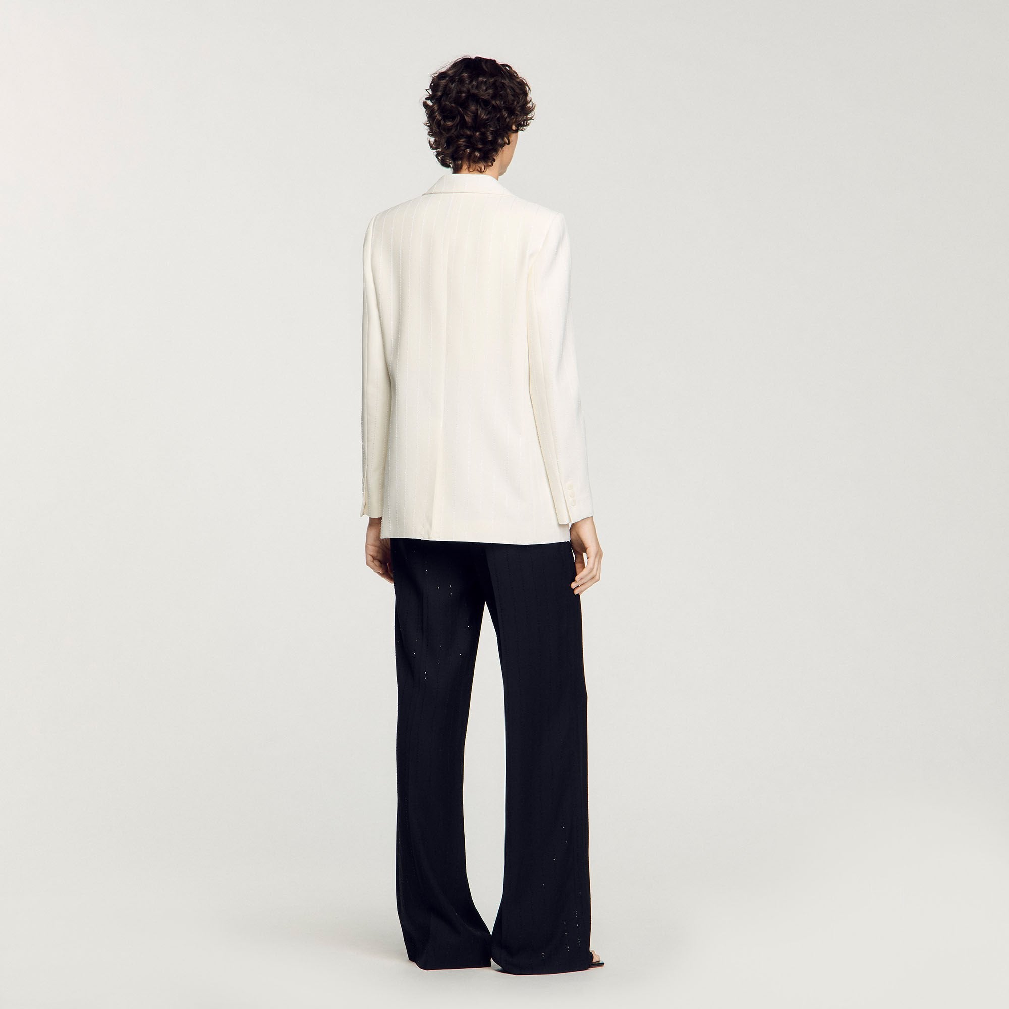 Sequinned suit jacket Ecru Sandro Women