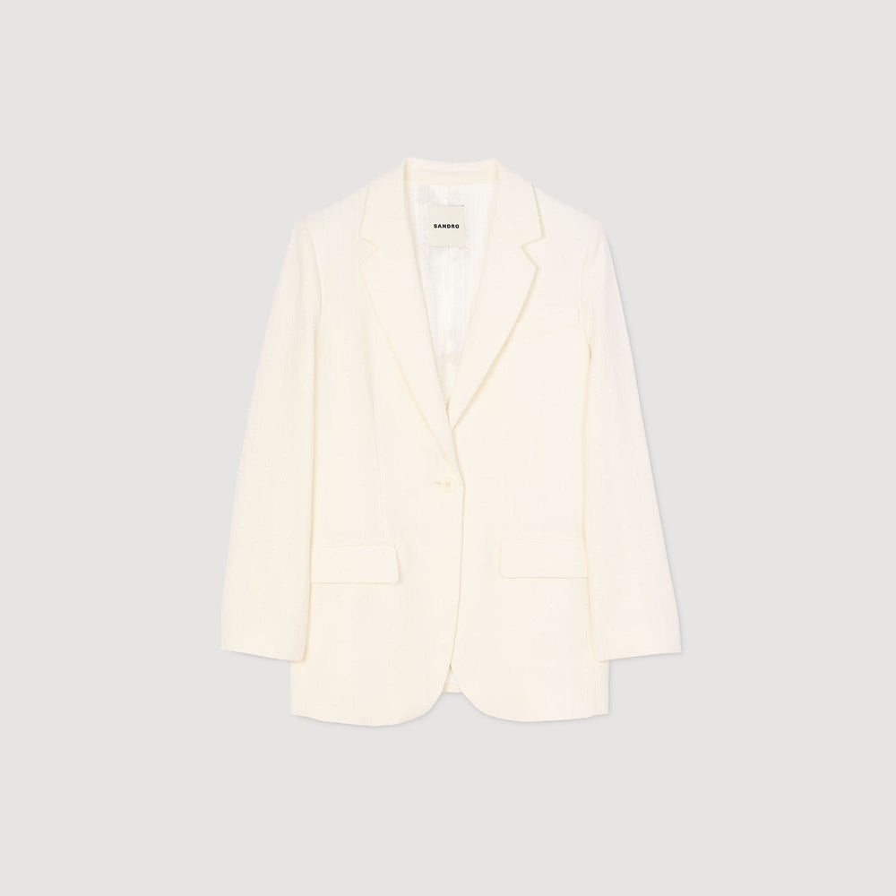 Sequinned suit jacket Ecru Sandro Women