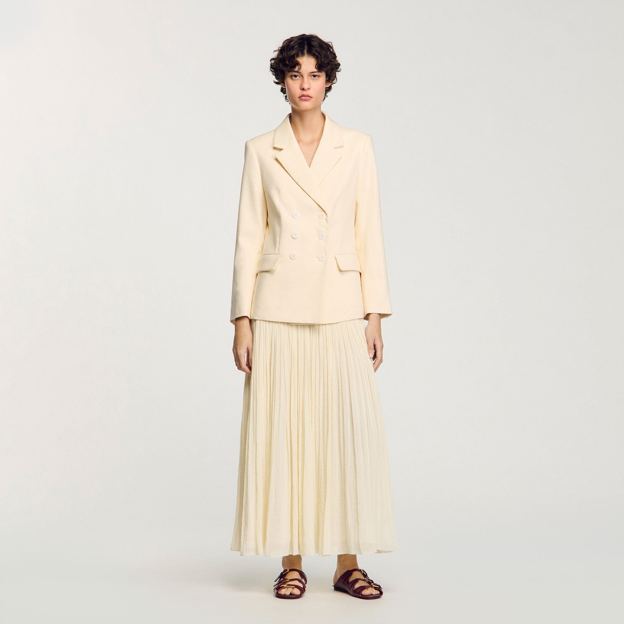 Double-breasted suit jacket Ecru Sandro Women