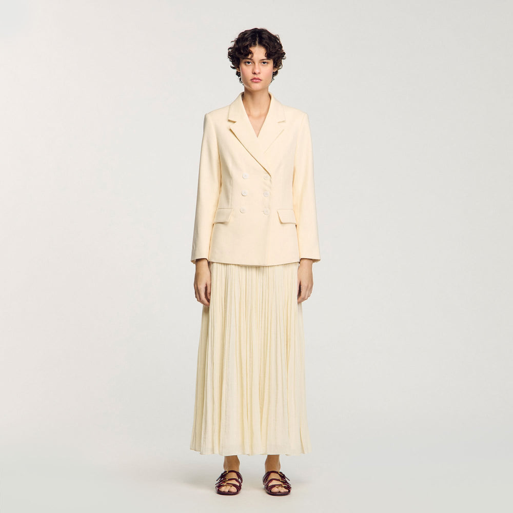 Double-breasted suit jacket Ecru Sandro Women