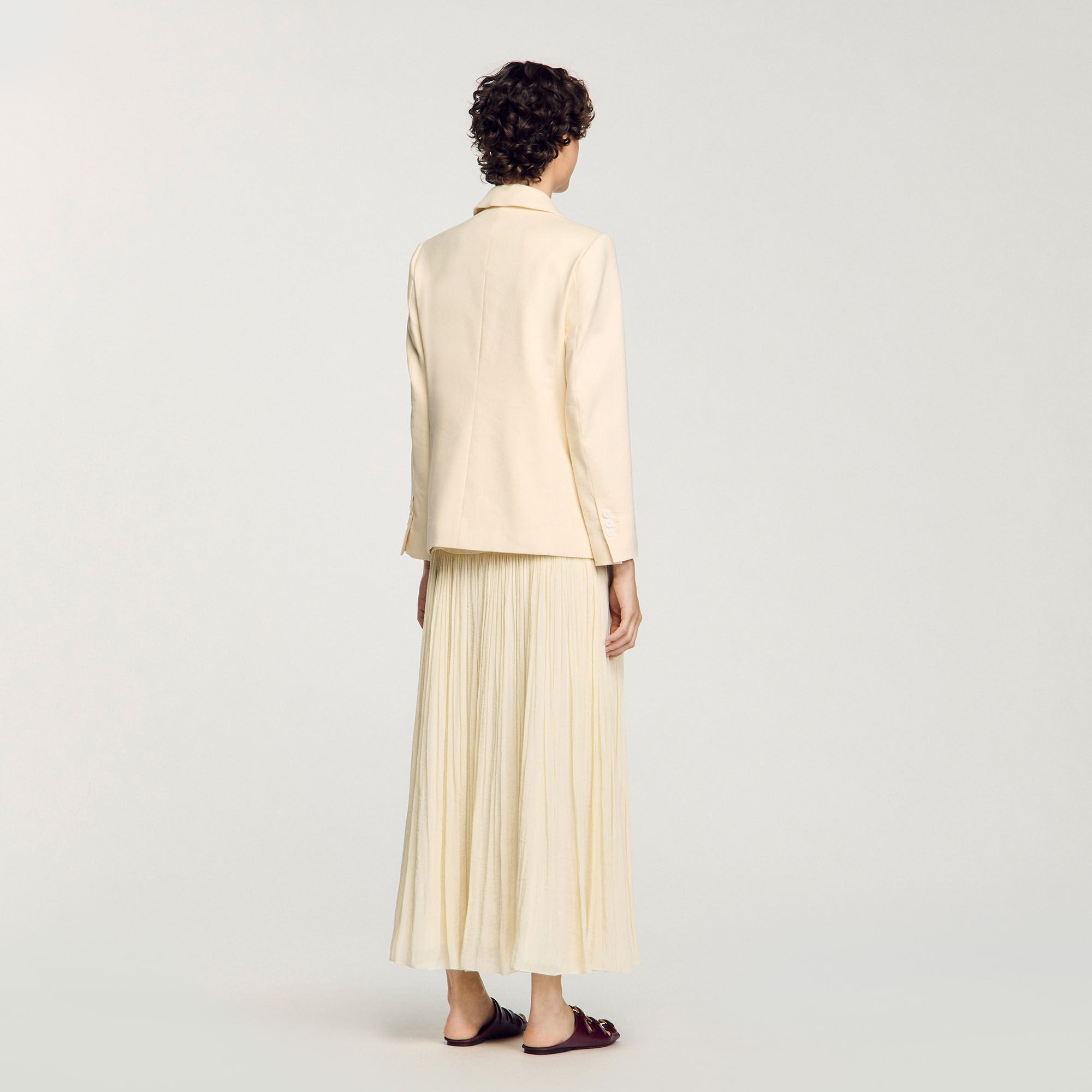 Double-breasted suit jacket Ecru Sandro Women