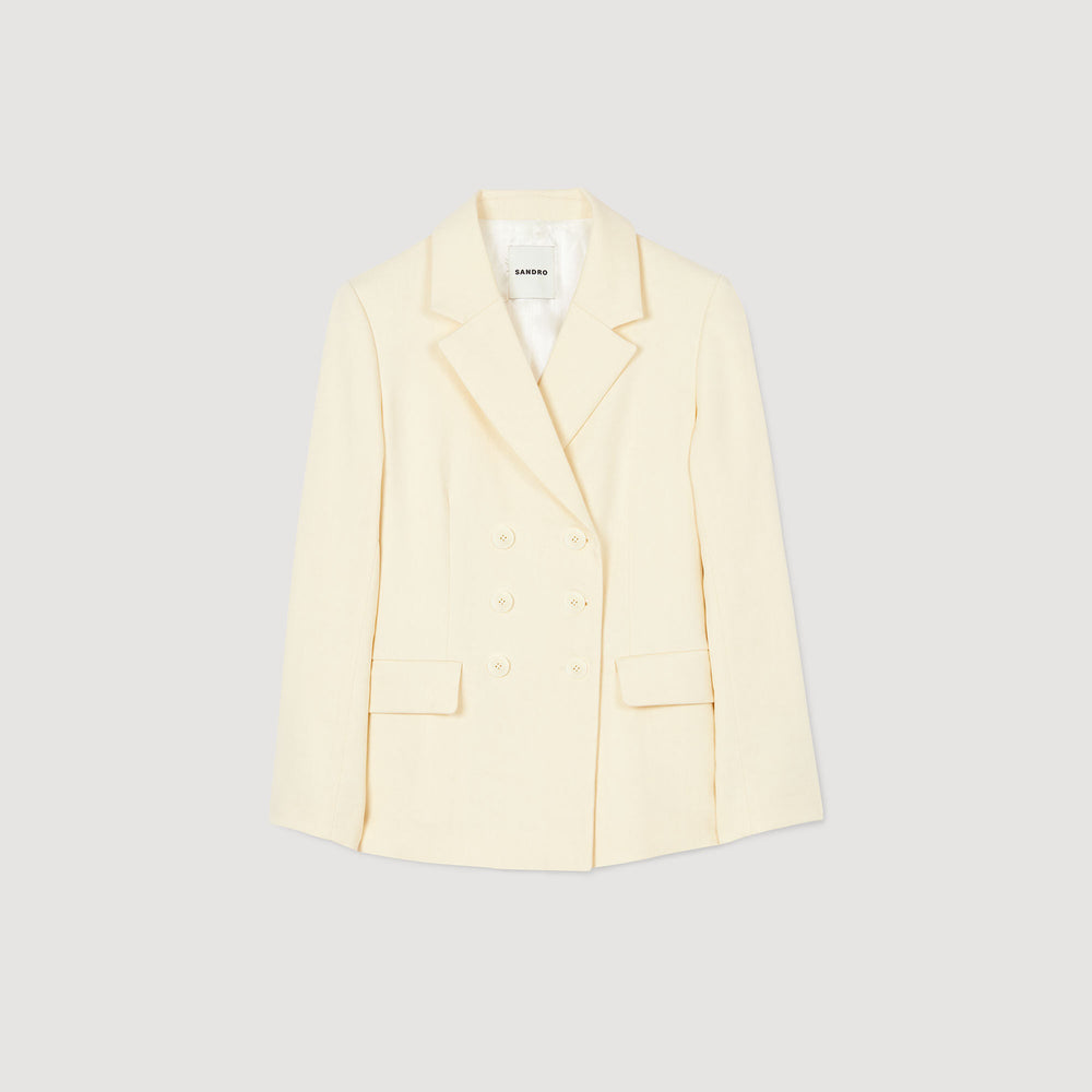 Double-breasted suit jacket Ecru Sandro Women