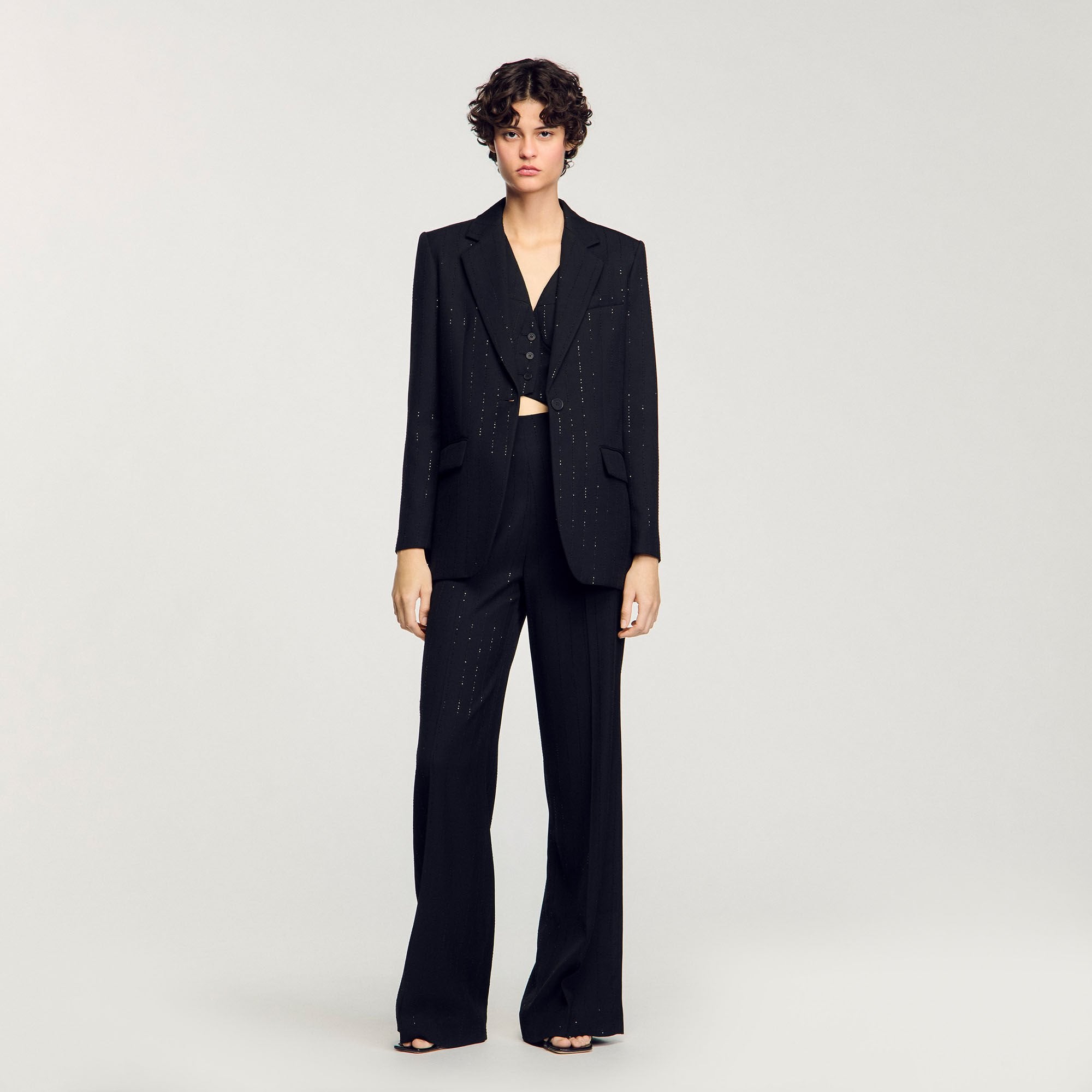 Sequinned suit jacket Black Sandro Women
