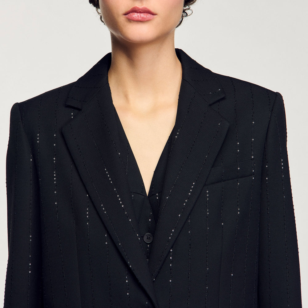 Sequinned suit jacket Black Sandro Women