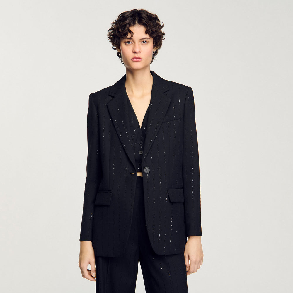 Sequinned suit jacket Black Sandro Women