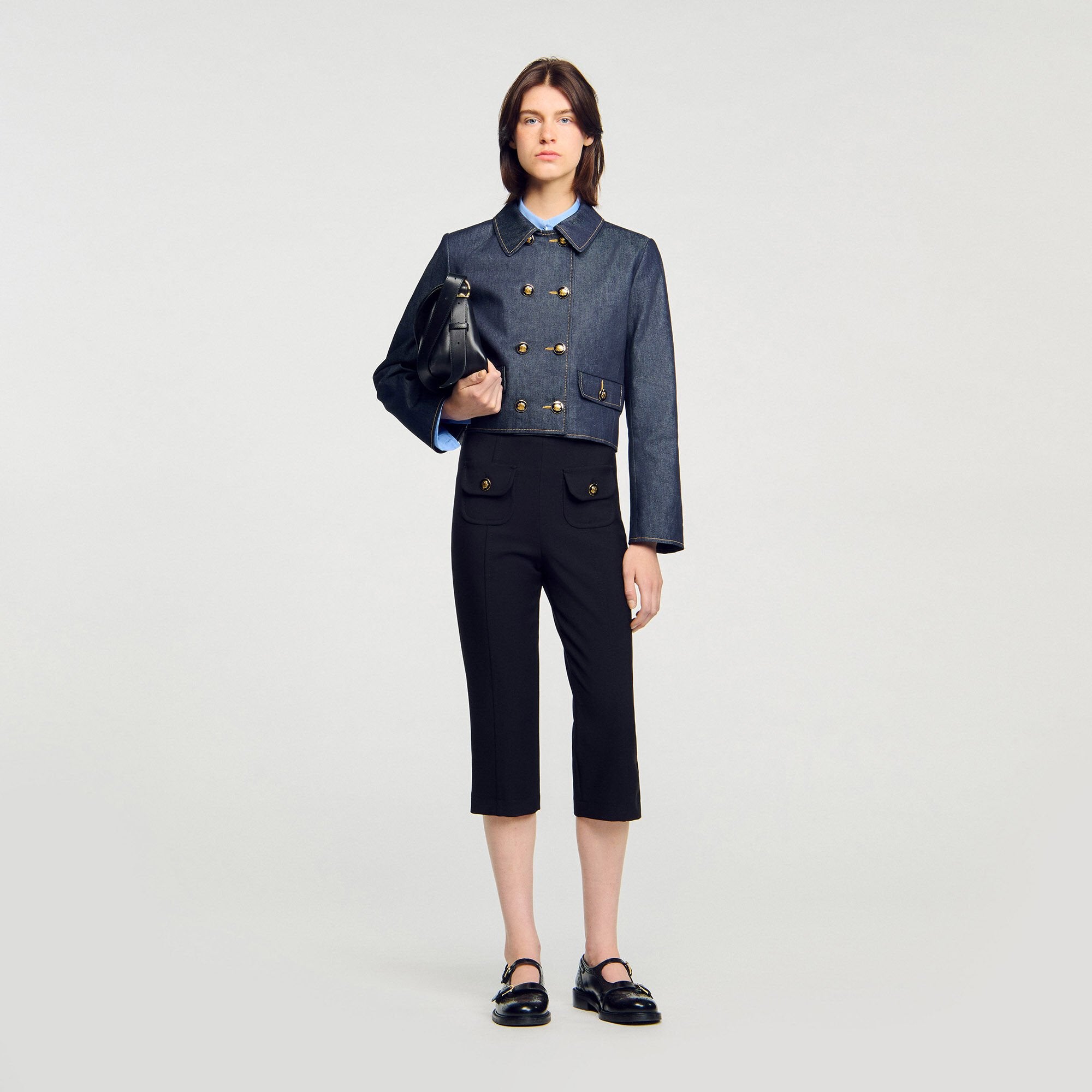 Denim tailored jacket Deep Blue Sandro Women
