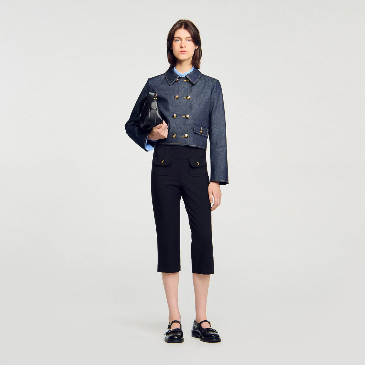 Denim tailored jacket Deep Blue Sandro Women