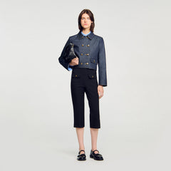 Denim tailored jacket Deep Blue Sandro Women