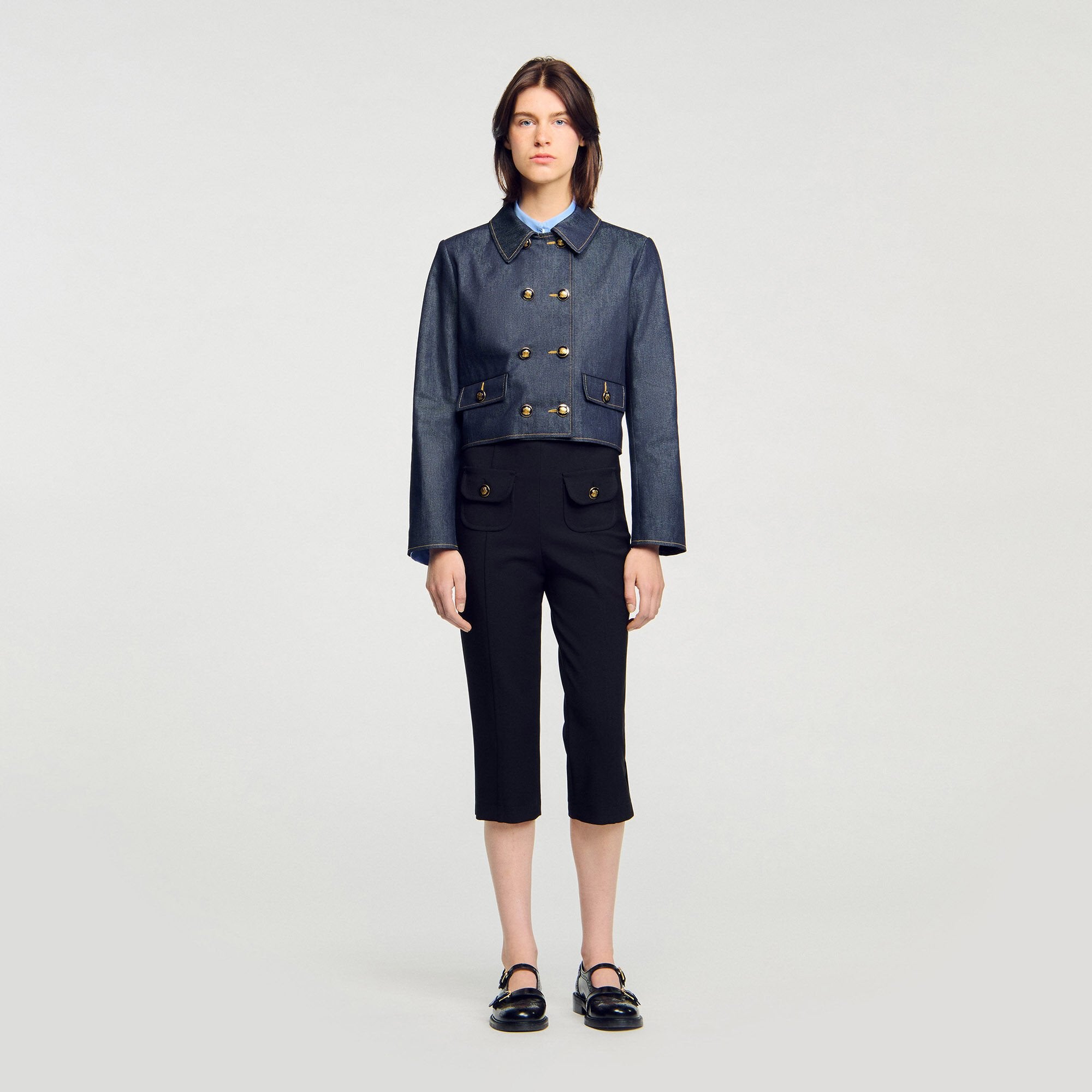 Denim tailored jacket Deep Blue Sandro Women