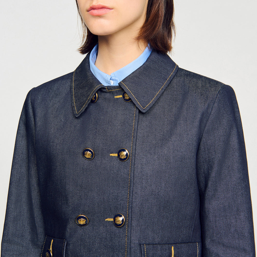 Denim tailored jacket Deep Blue Sandro Women