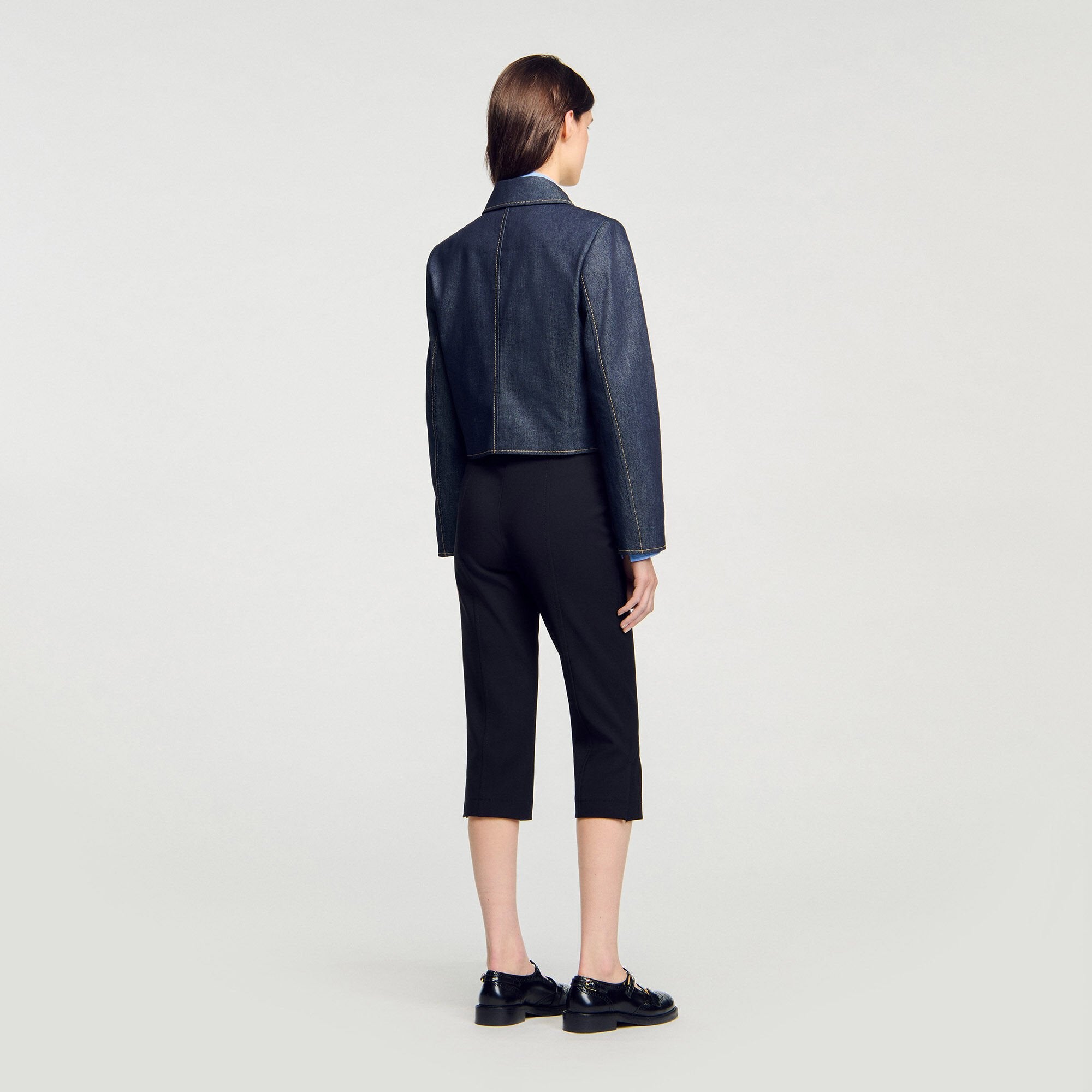 Denim tailored jacket Deep Blue Sandro Women