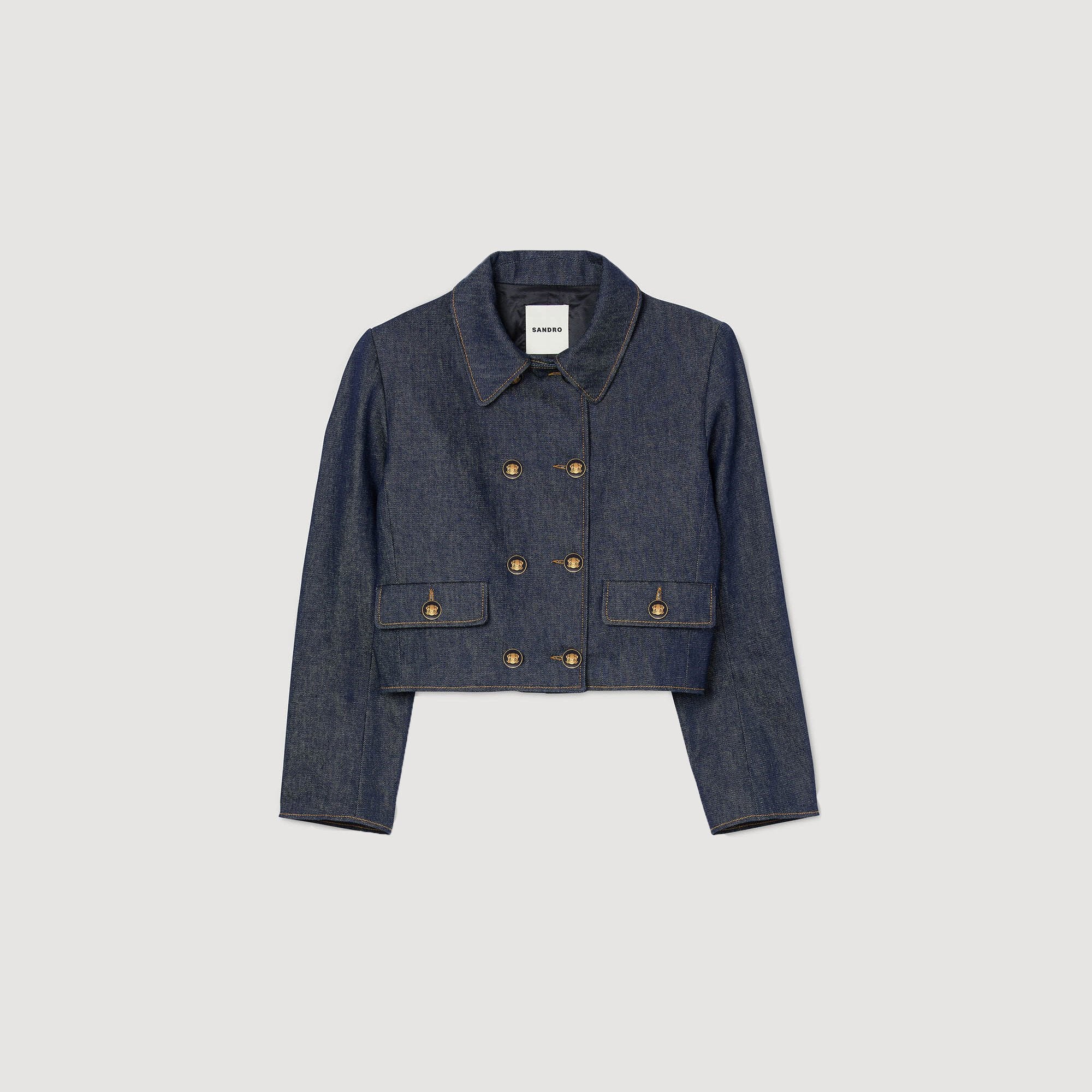 Denim tailored jacket Deep Blue Sandro Women