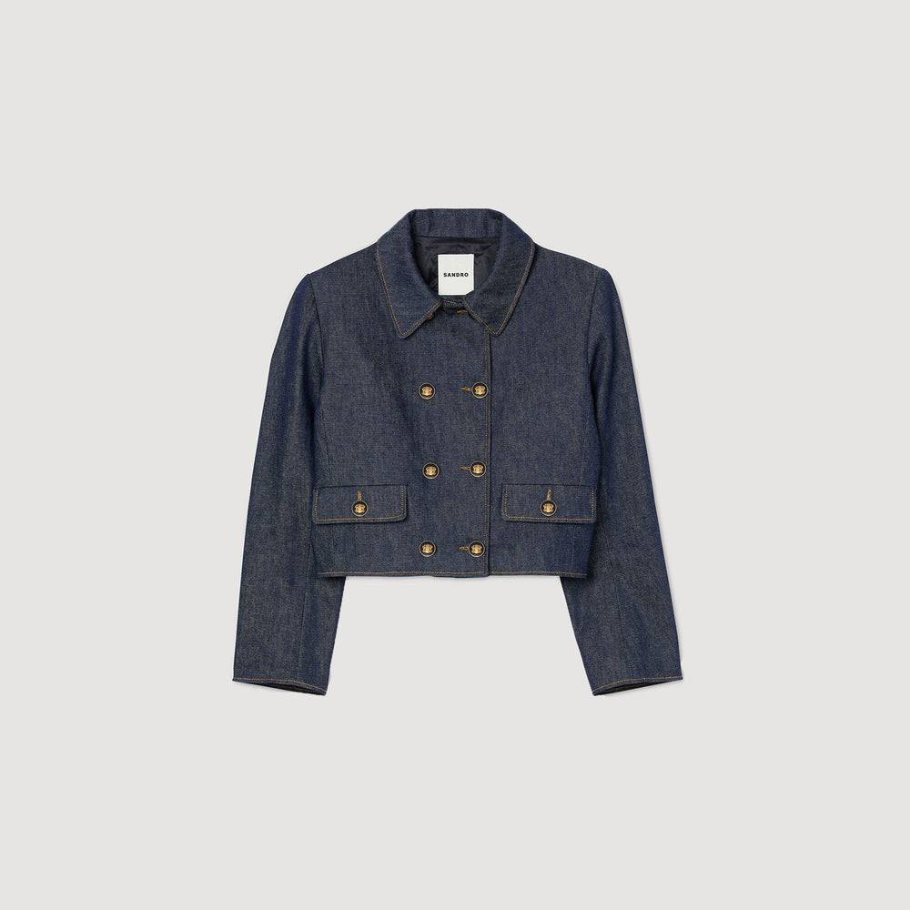 Denim tailored jacket Deep Blue Sandro Women