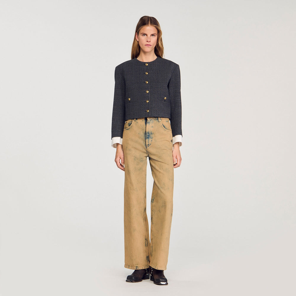 Rhinestone tailored jacket Grey / Brown Sandro Women