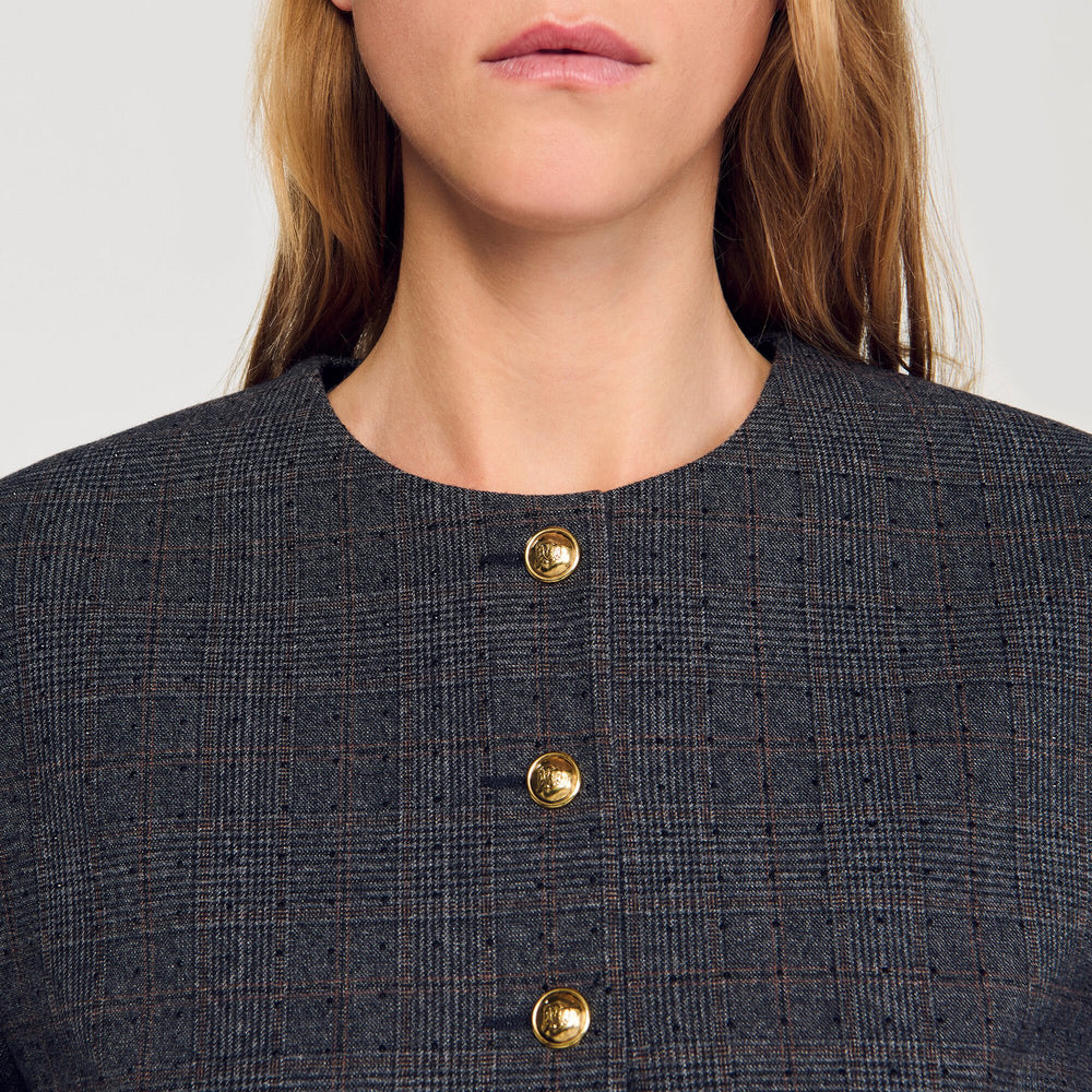 Rhinestone tailored jacket Grey / Brown Sandro Women