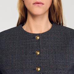Rhinestone tailored jacket Grey / Brown Sandro Women