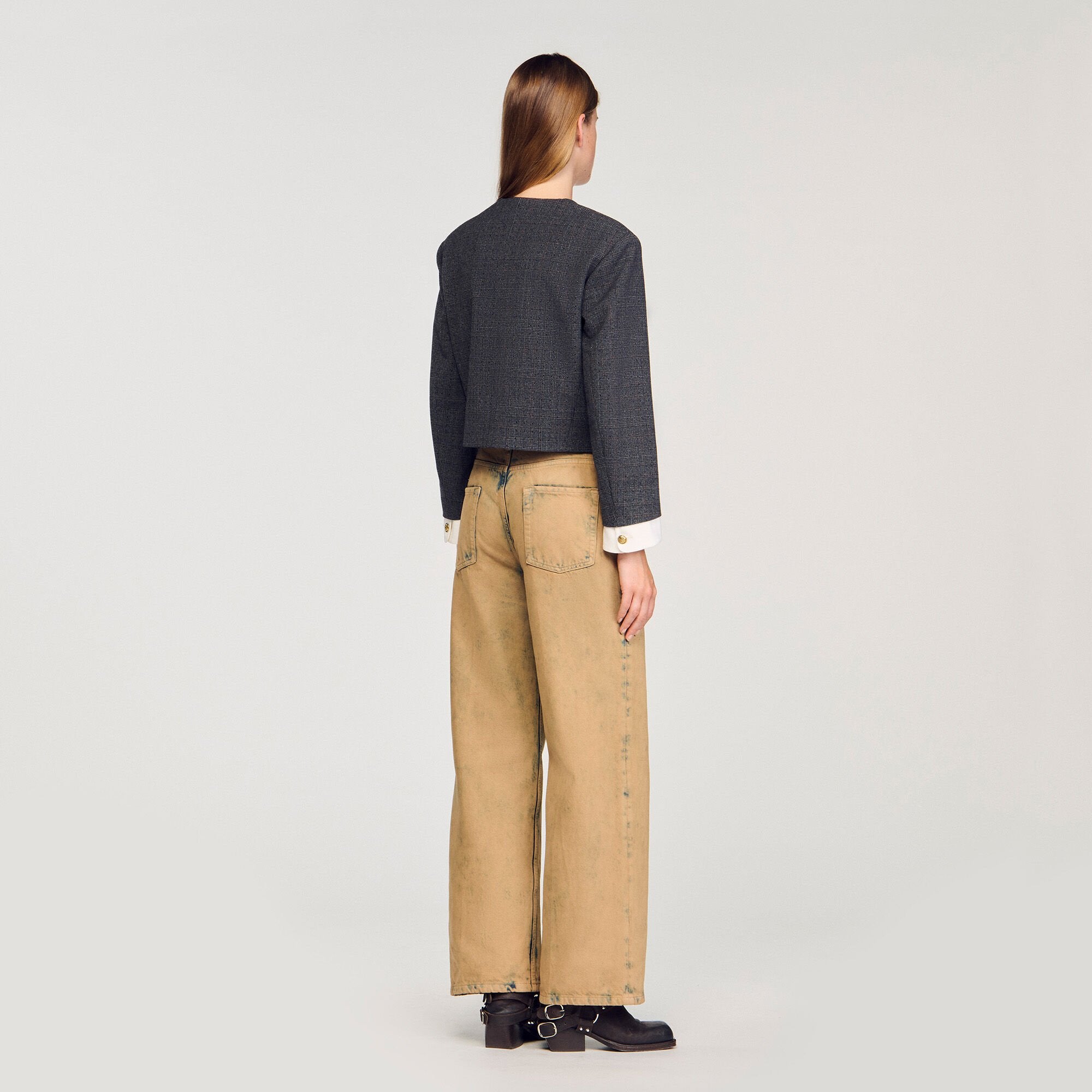Rhinestone tailored jacket Grey / Brown Sandro Women