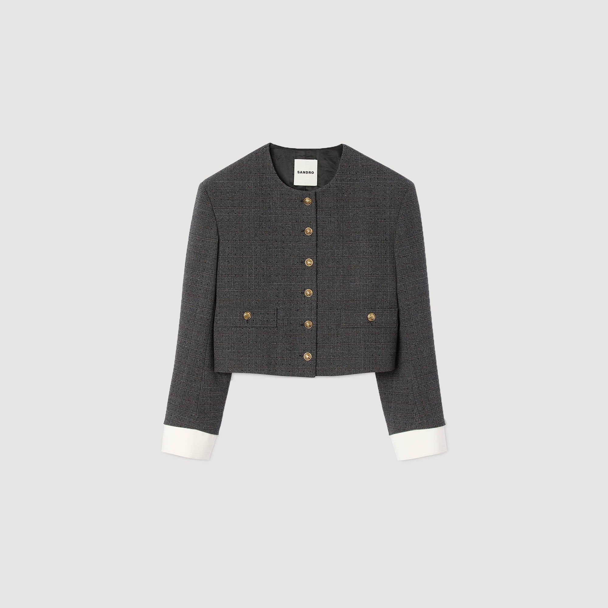 Rhinestone tailored jacket Grey / Brown Sandro Women