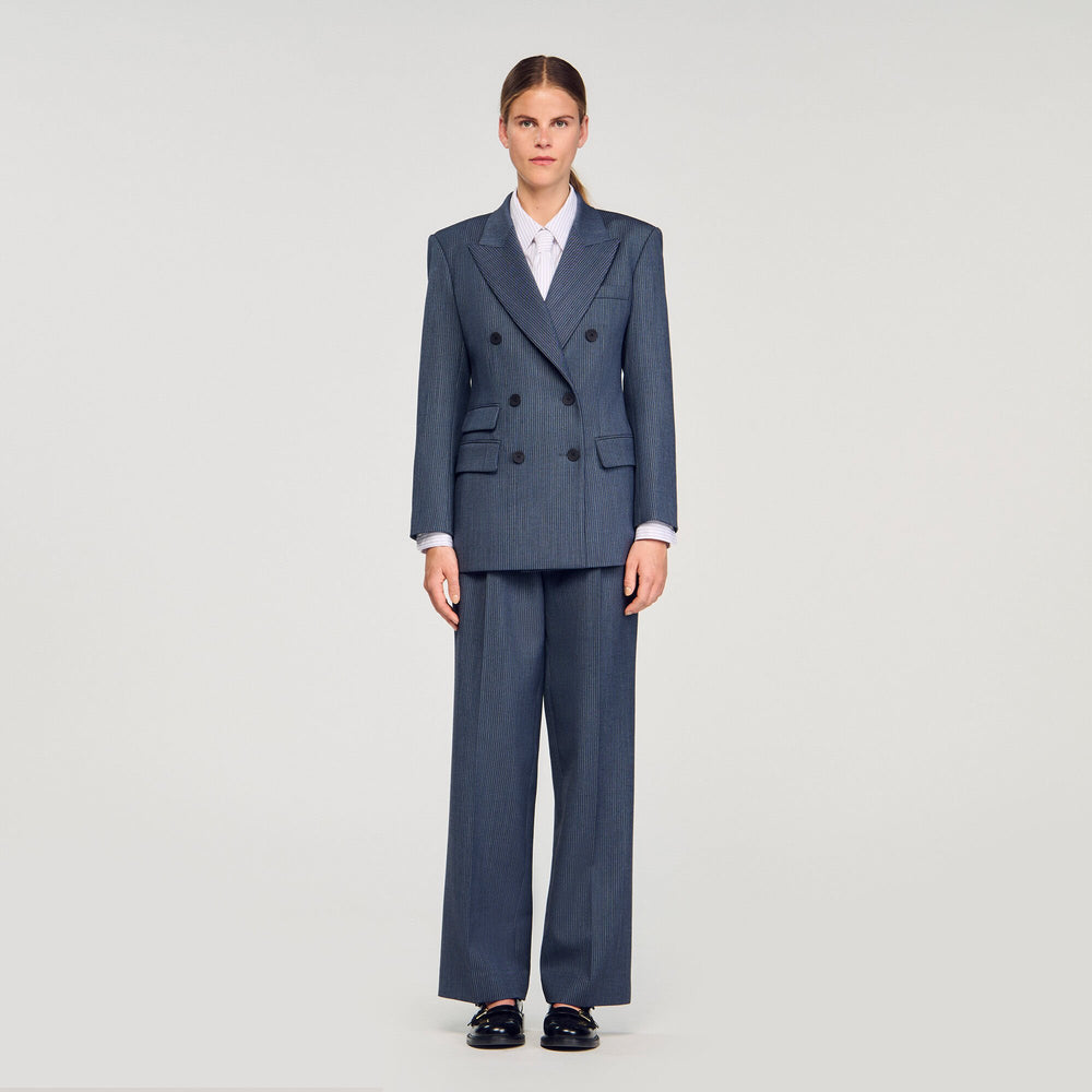 Striped tailored jacket Blue Sandro Women
