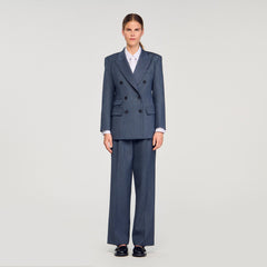 Striped tailored jacket Blue Sandro Women