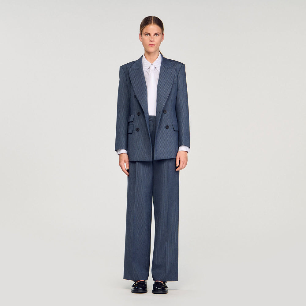 Striped tailored jacket Blue Sandro Women