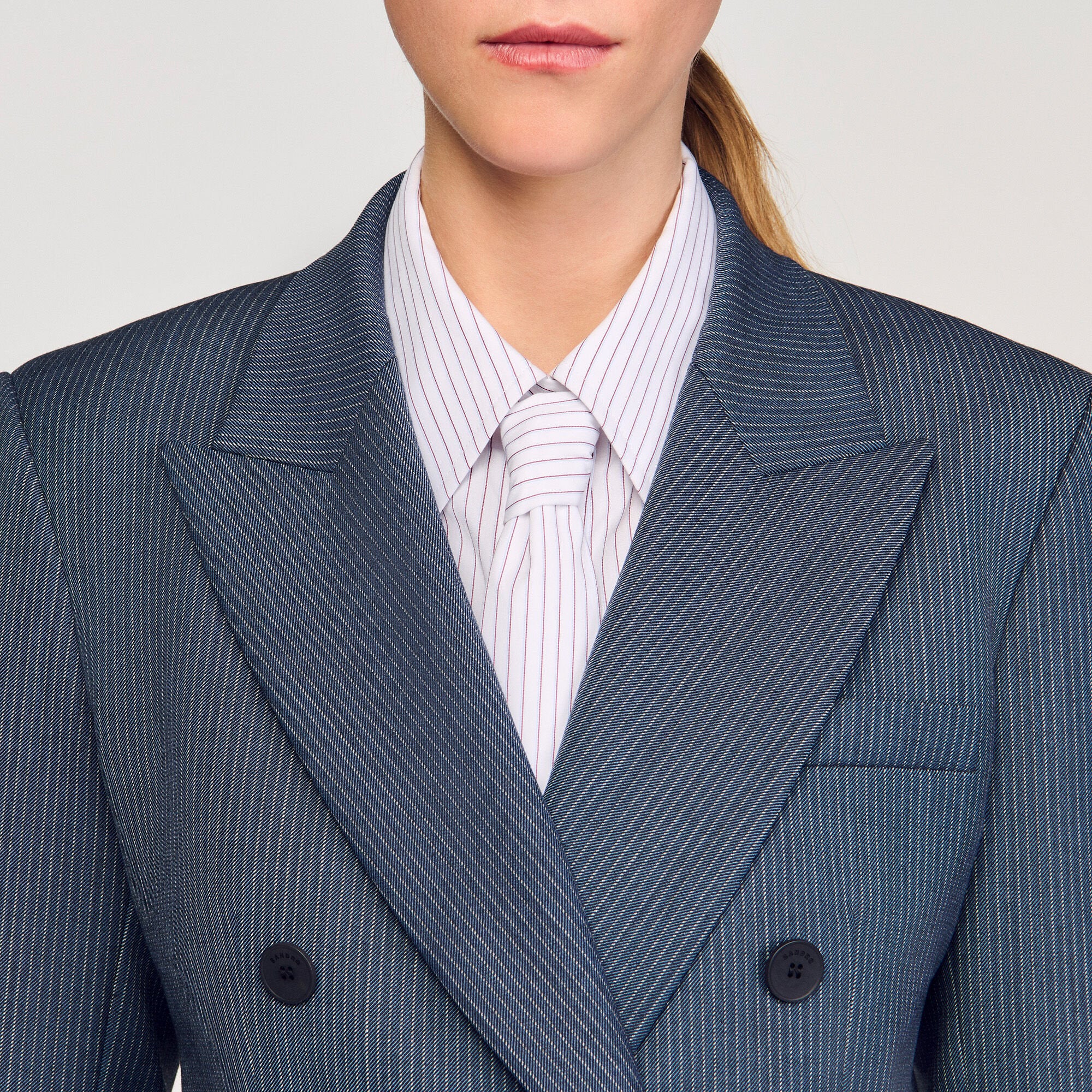 Striped tailored jacket Blue Sandro Women