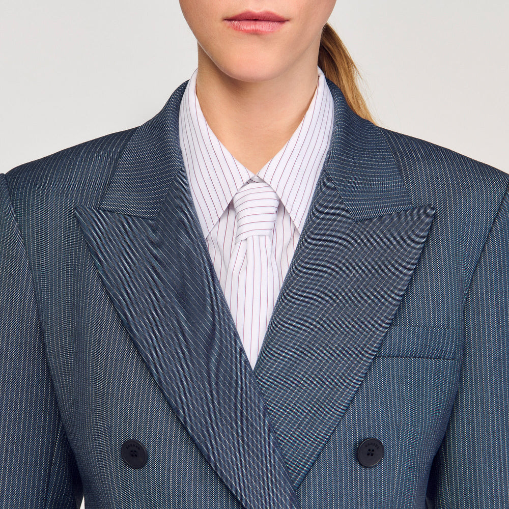 Striped tailored jacket Blue Sandro Women