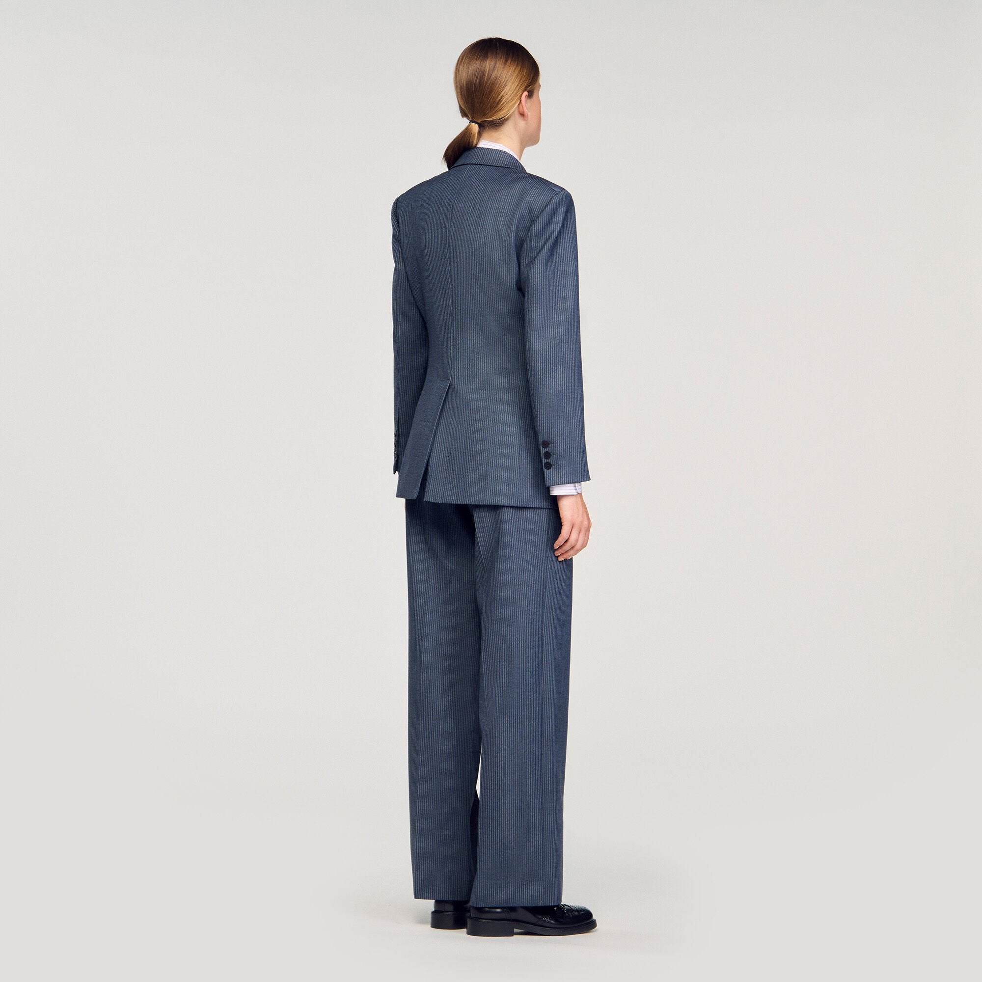 Striped tailored jacket Blue Sandro Women