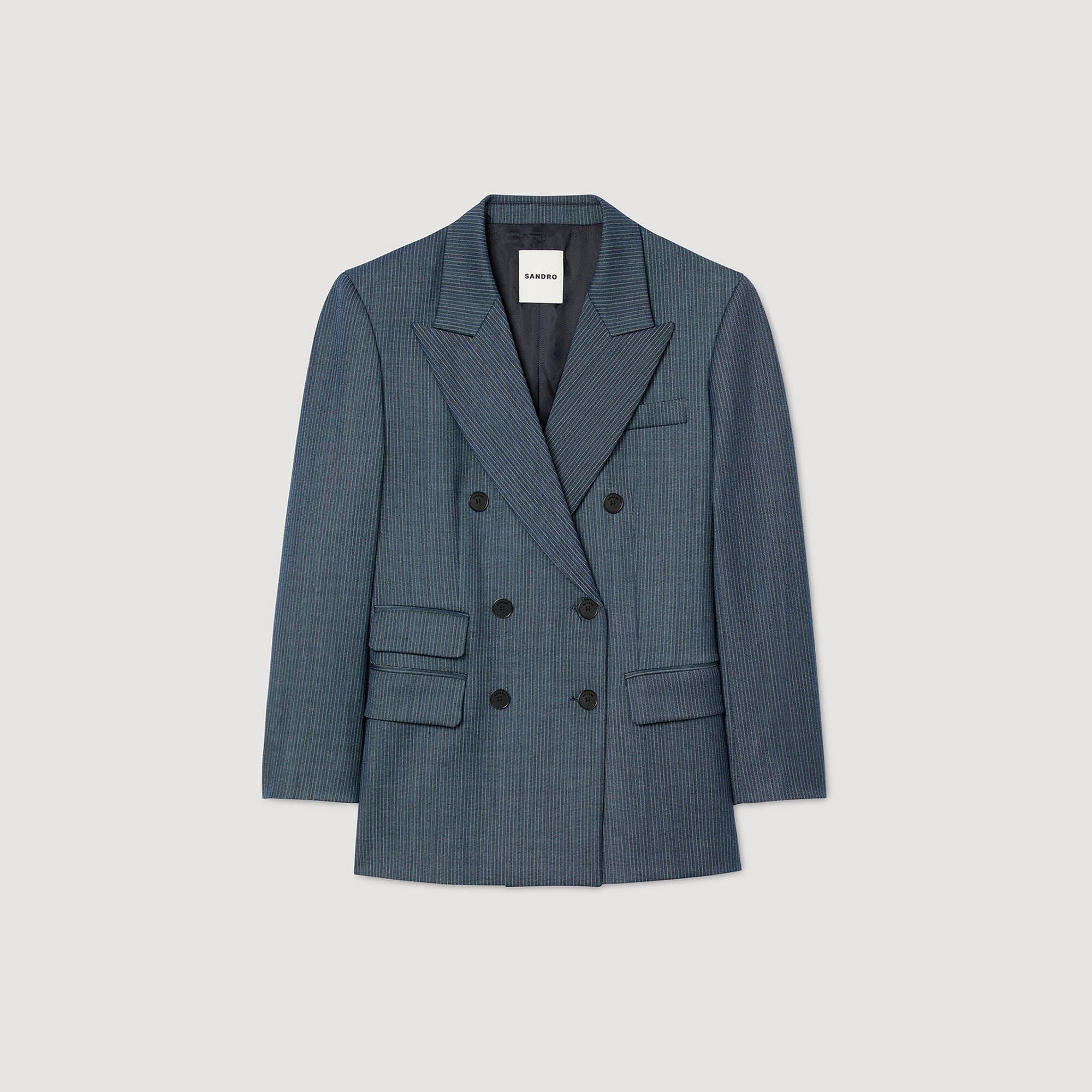 Striped tailored jacket Blue Sandro Women