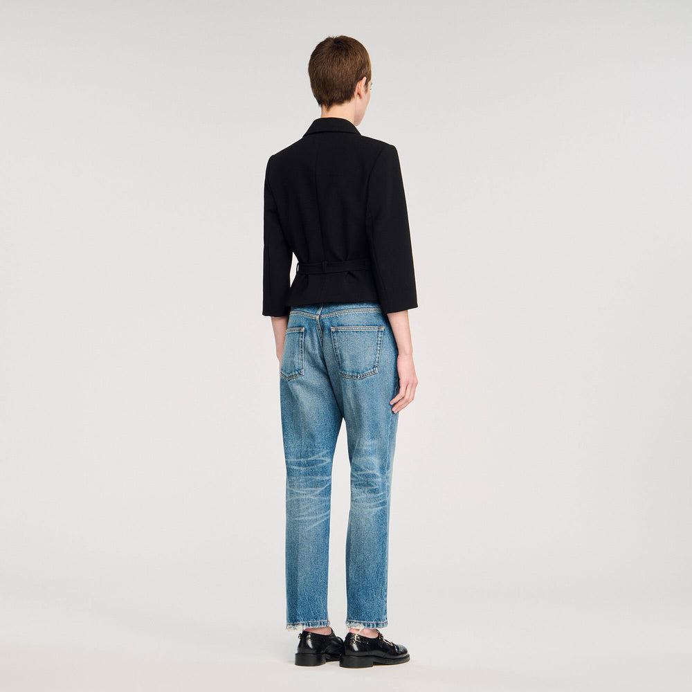 Short tailored jacket Black Sandro Women