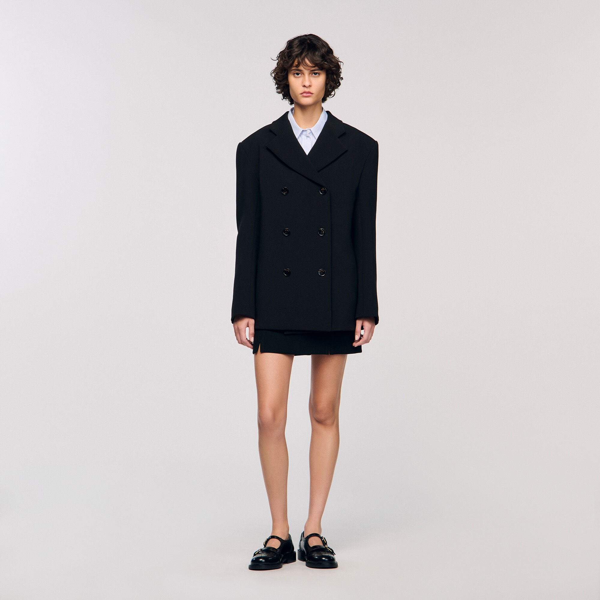 Crossed tailored jacket Black Sandro Women
