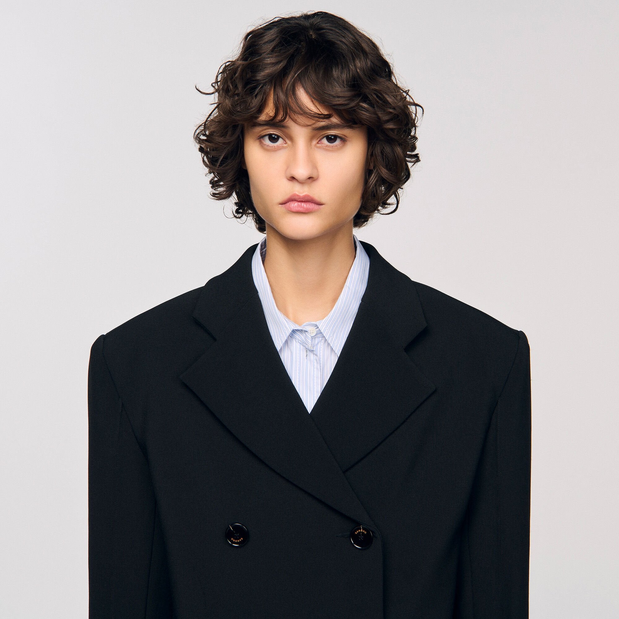 Crossed tailored jacket Black Sandro Women