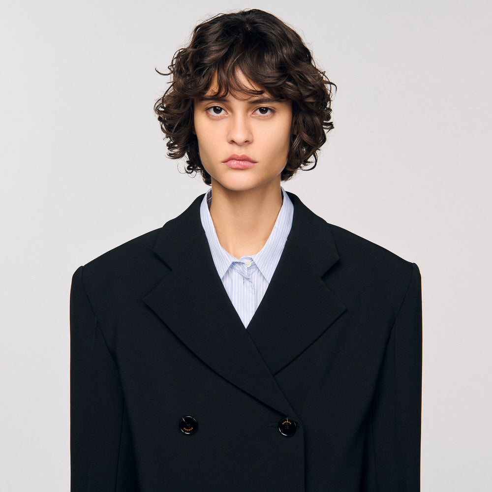 Crossed tailored jacket Black Sandro Women