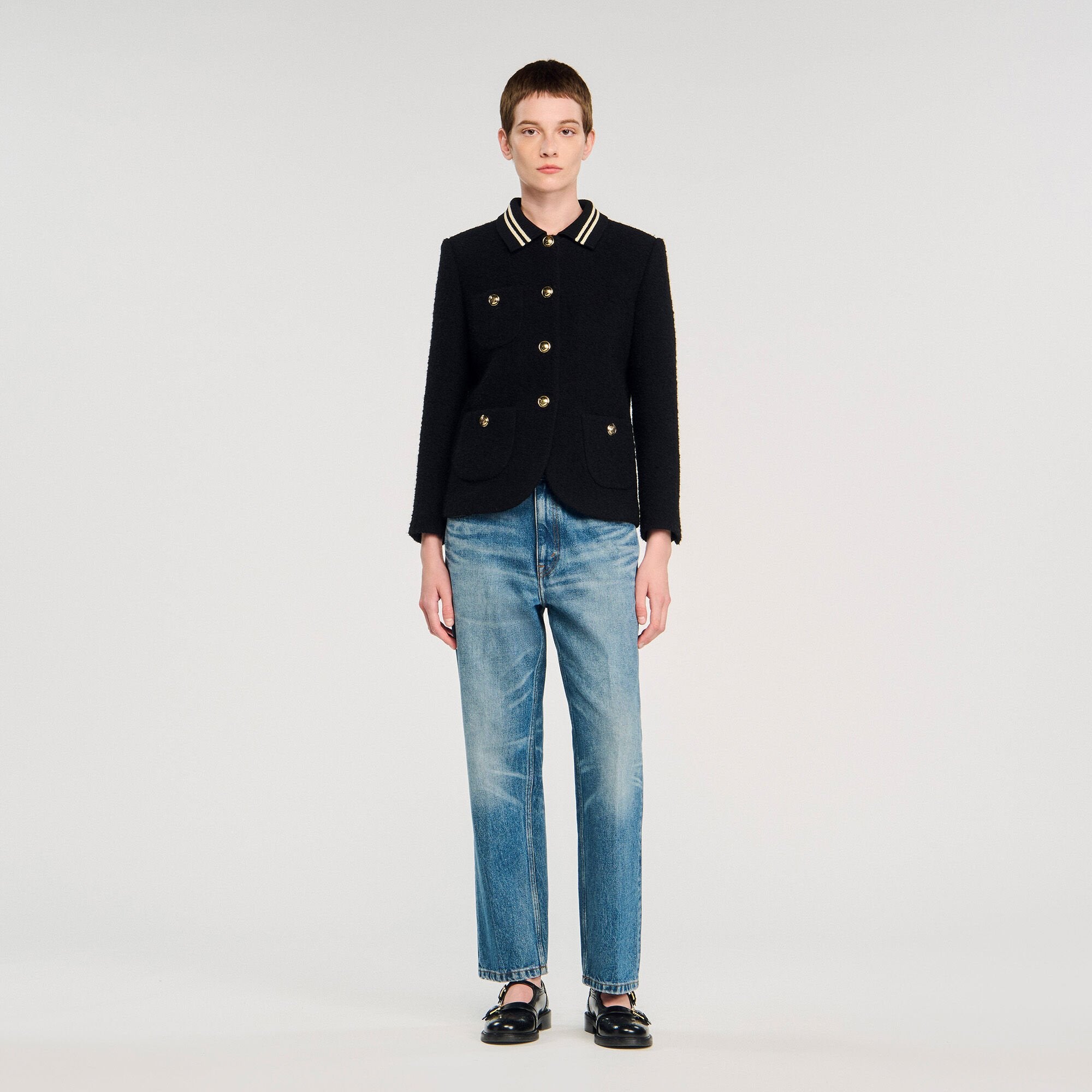 Tweed jacket Black Sandro Women