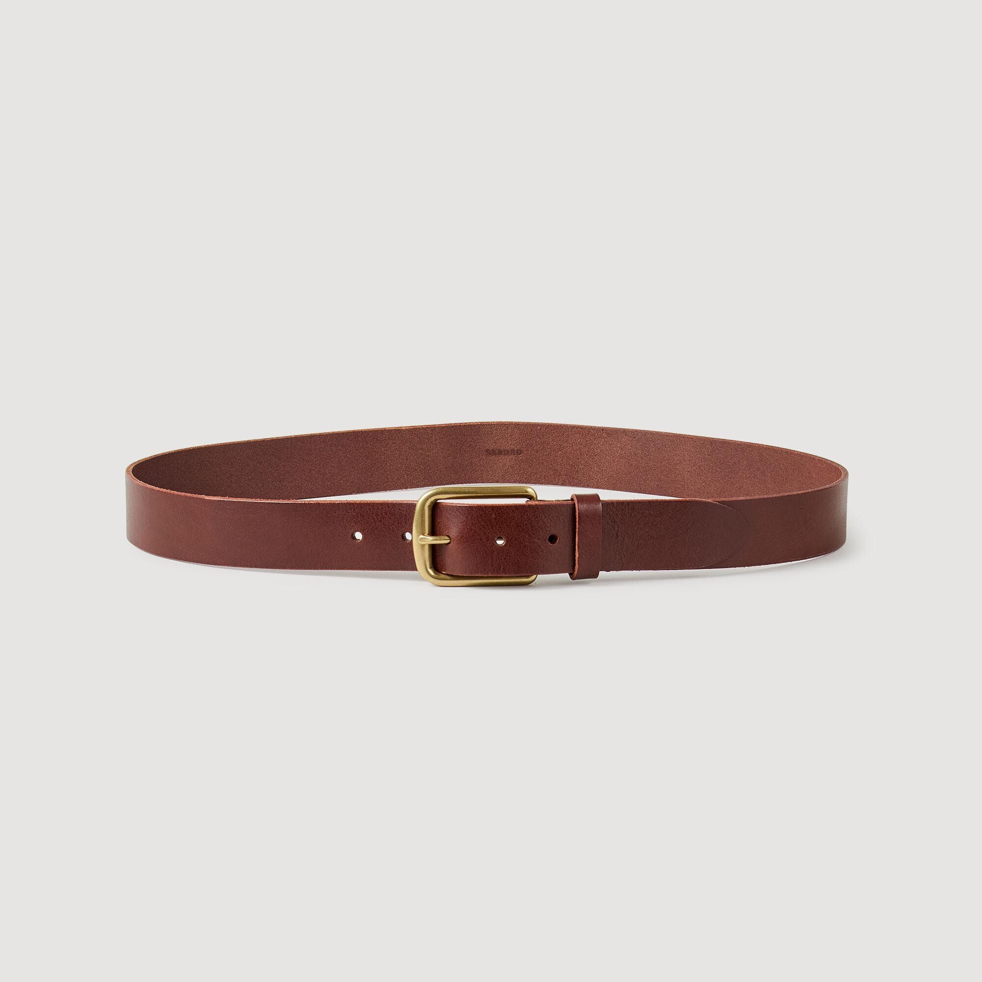 Leather belt Chocolate Sandro Men