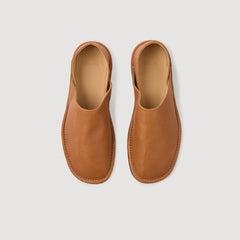 Grained leather slippers Camel Sandro Men