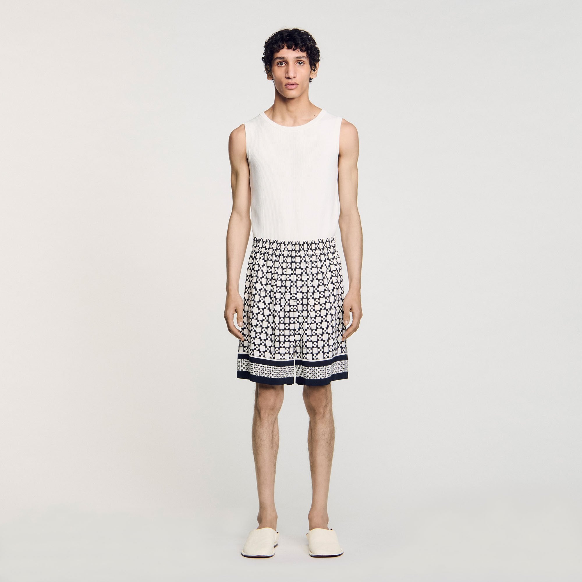 Square Cross flowy bermuda shorts Black Sandro Men