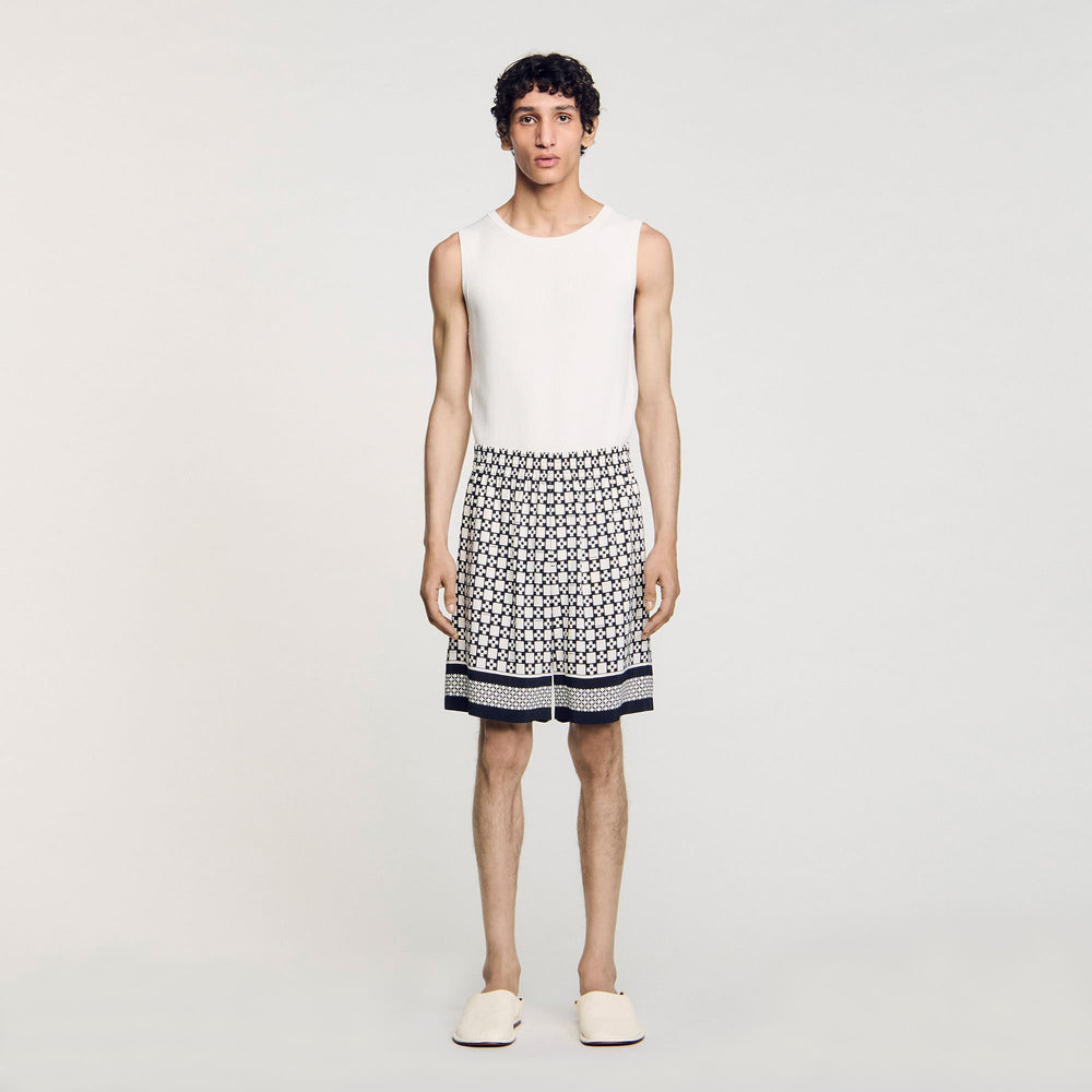 Square Cross flowy bermuda shorts Black Sandro Men