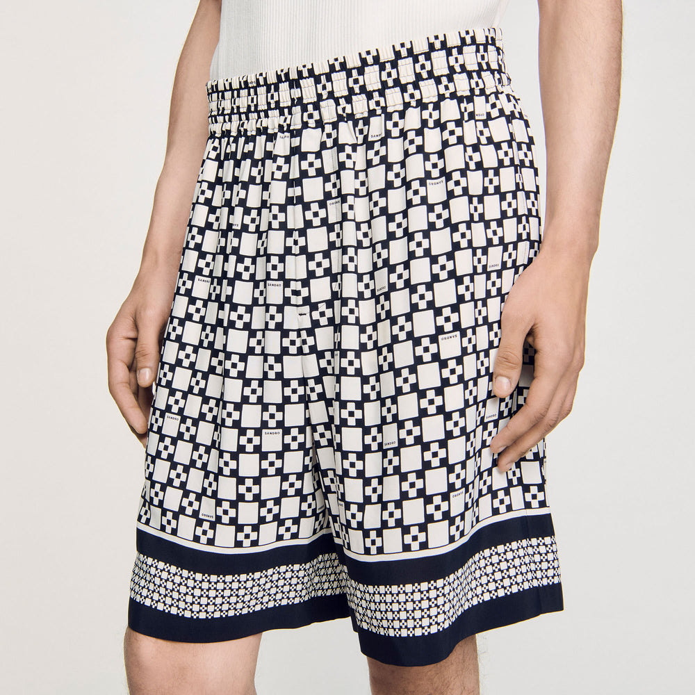 Square Cross flowy bermuda shorts Black Sandro Men