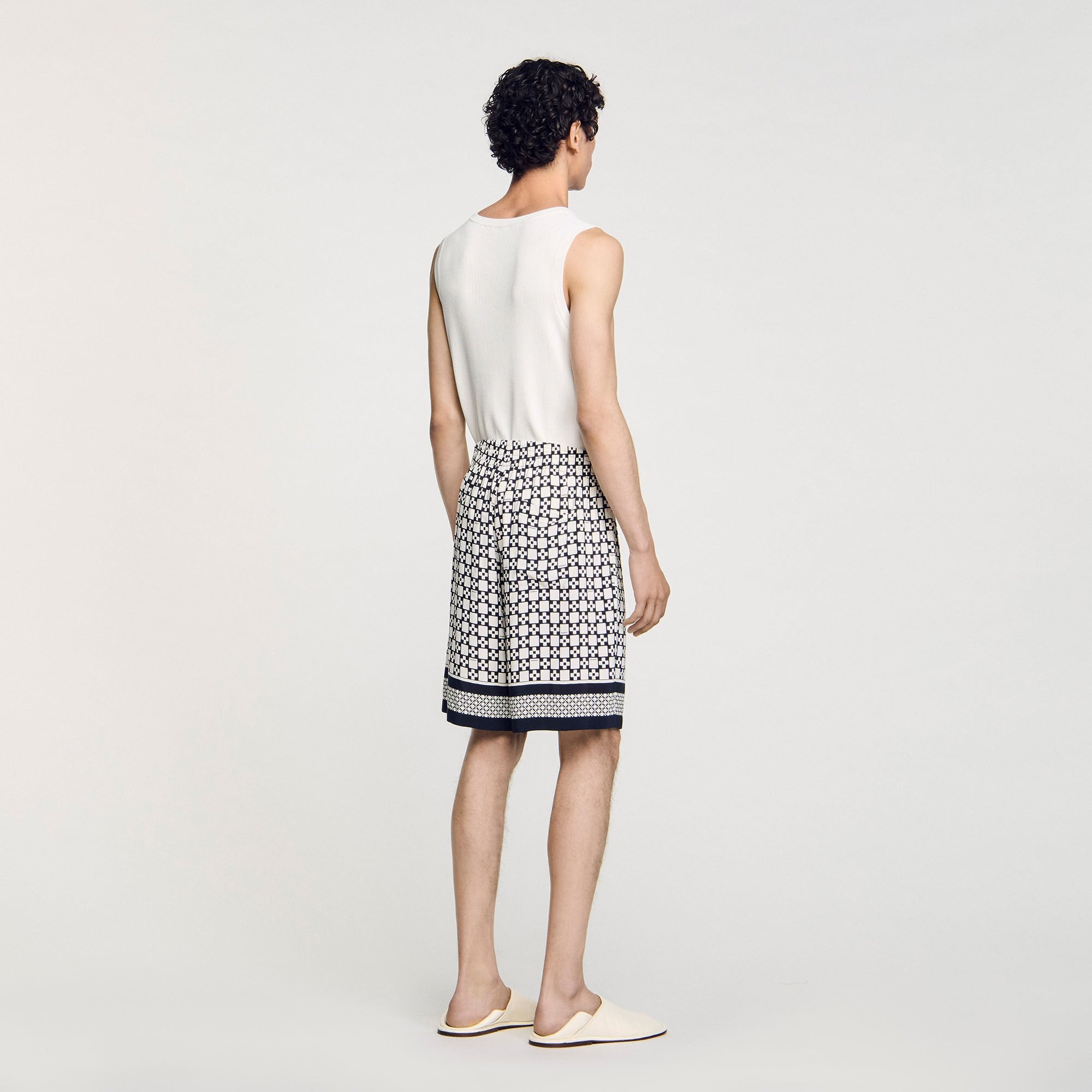 Square Cross flowy bermuda shorts Black Sandro Men