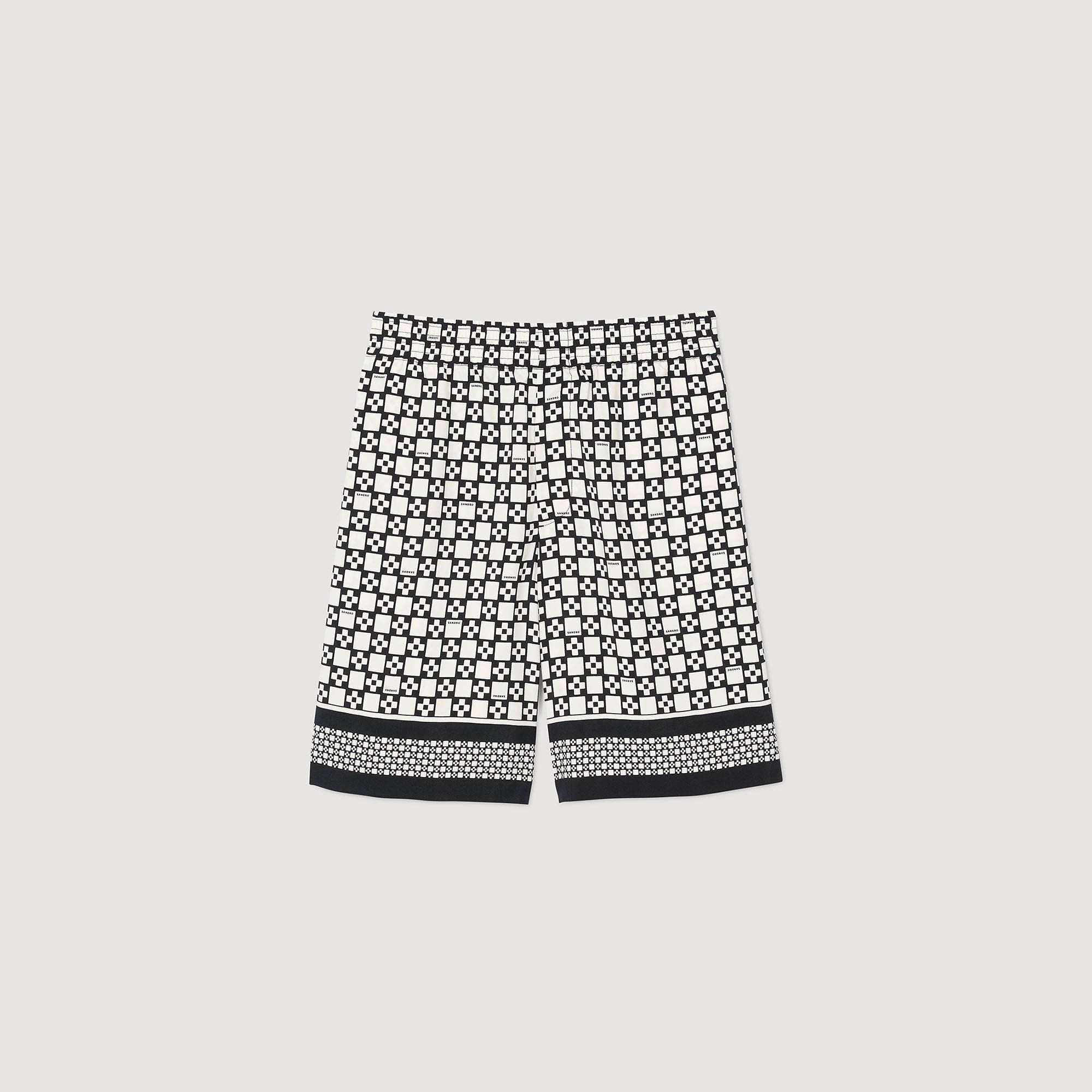 Square Cross flowy bermuda shorts Black Sandro Men