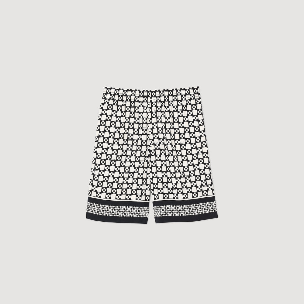 Square Cross flowy bermuda shorts Black Sandro Men