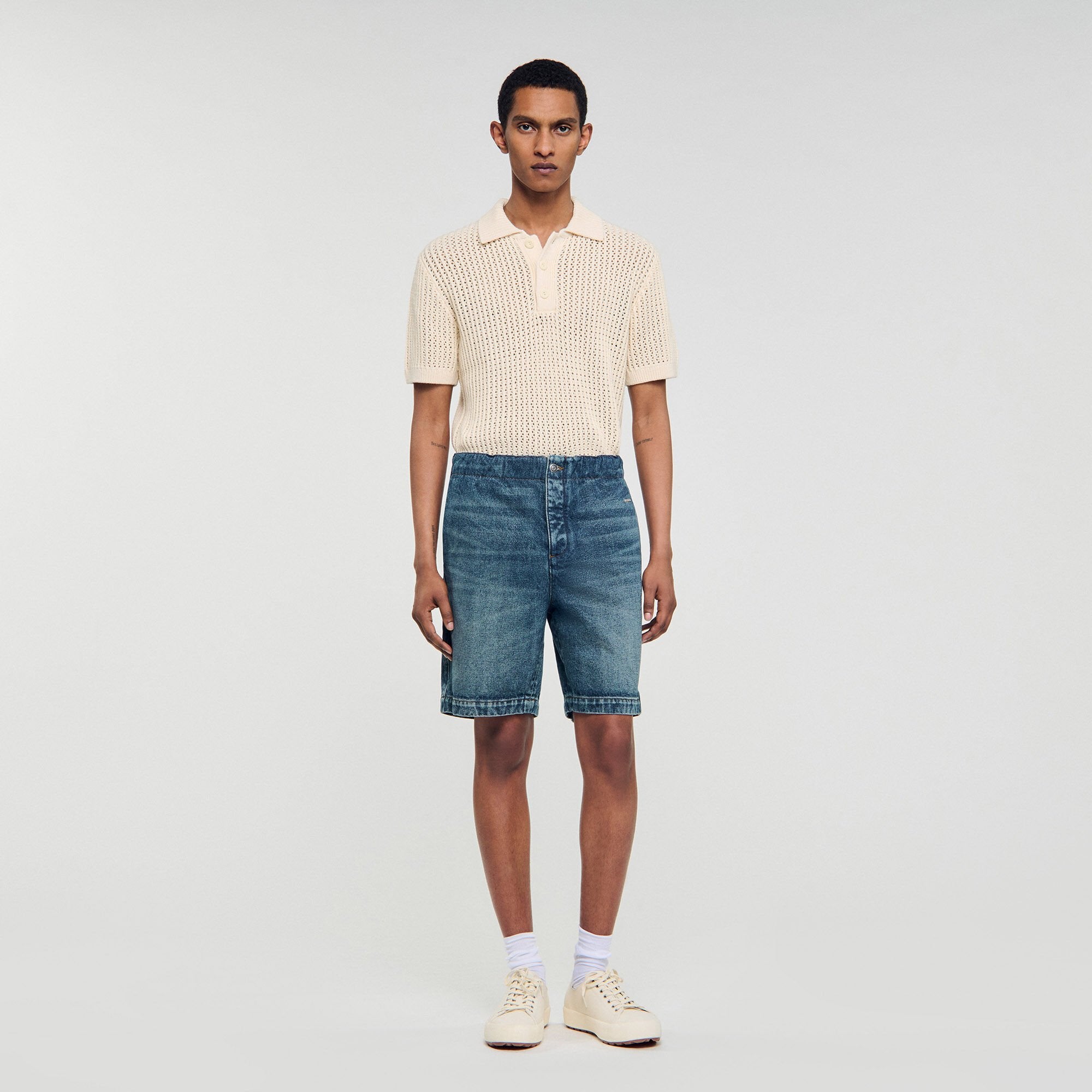 Elasticated denim shorts Blue Vintage - Denim Sandro Men