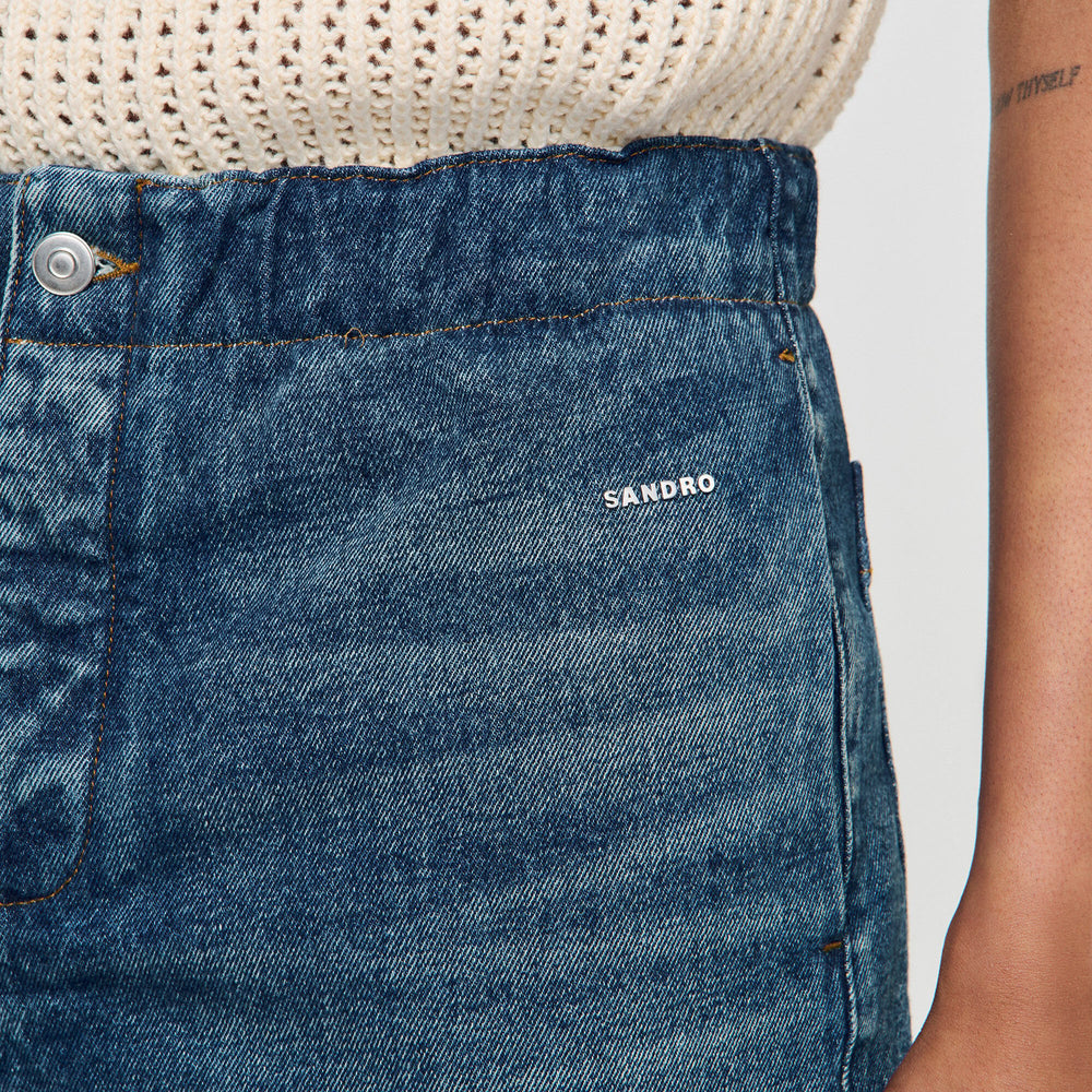 Elasticated denim shorts Blue Vintage - Denim Sandro Men