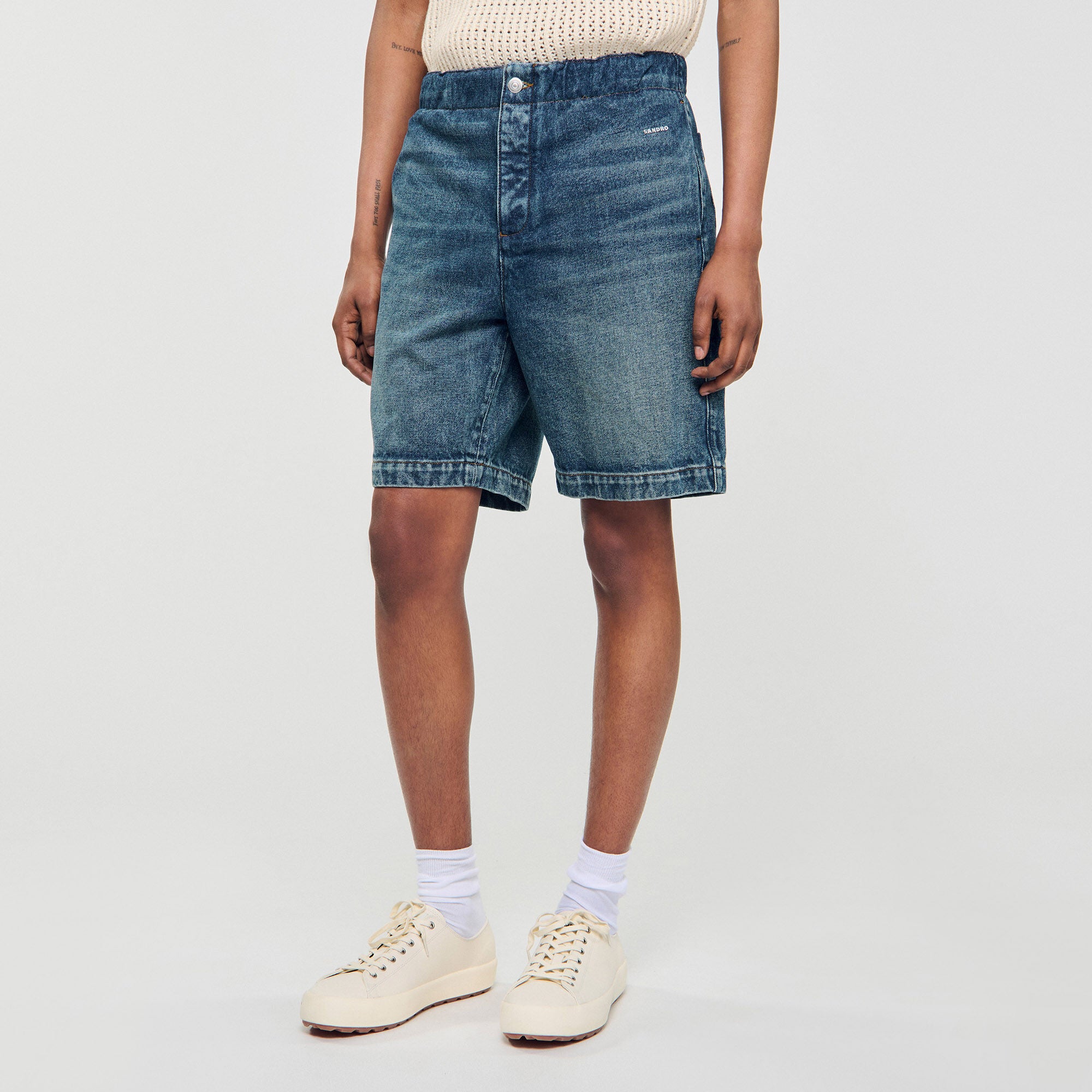 Elasticated denim shorts Blue Vintage - Denim Sandro Men