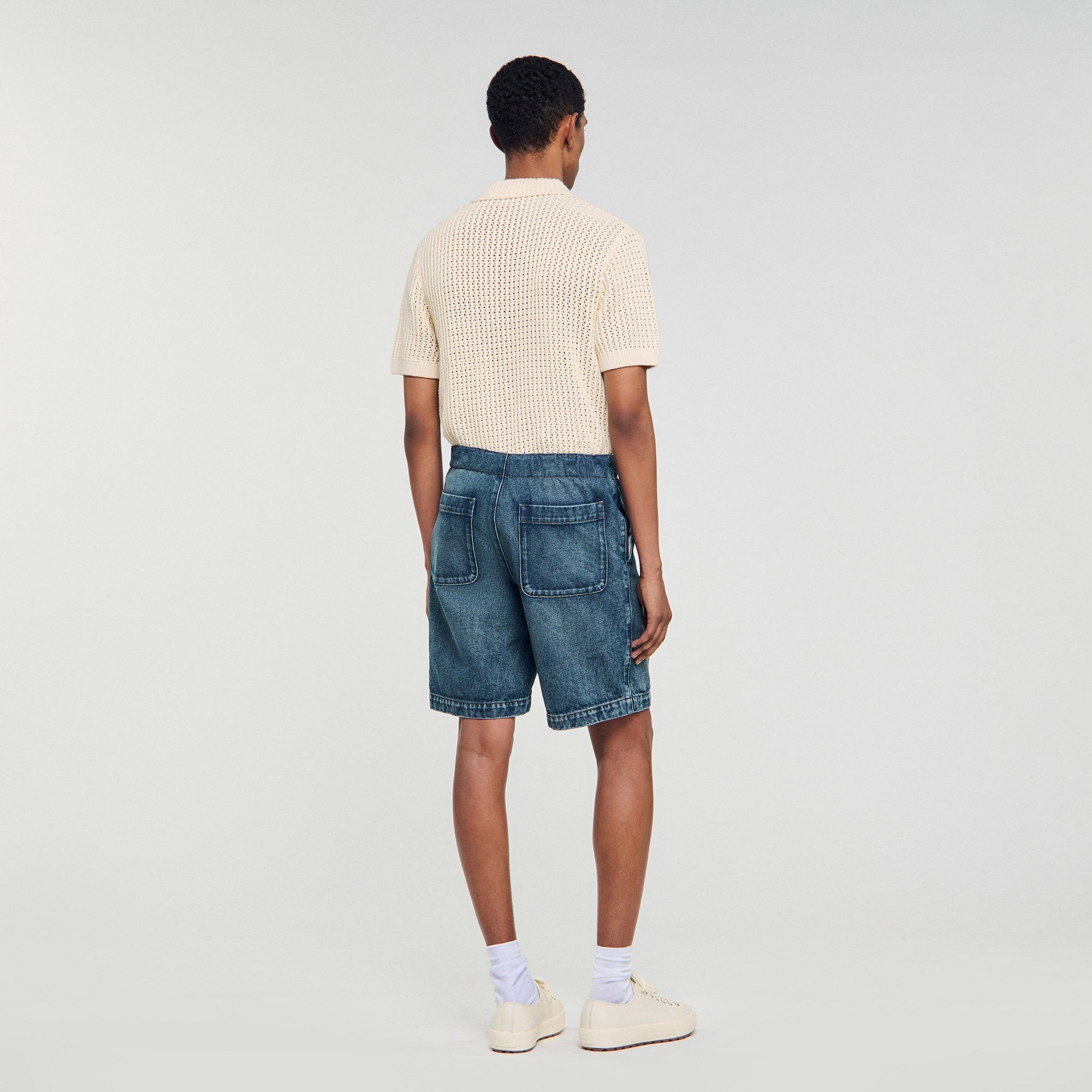 Elasticated denim shorts Blue Vintage - Denim Sandro Men