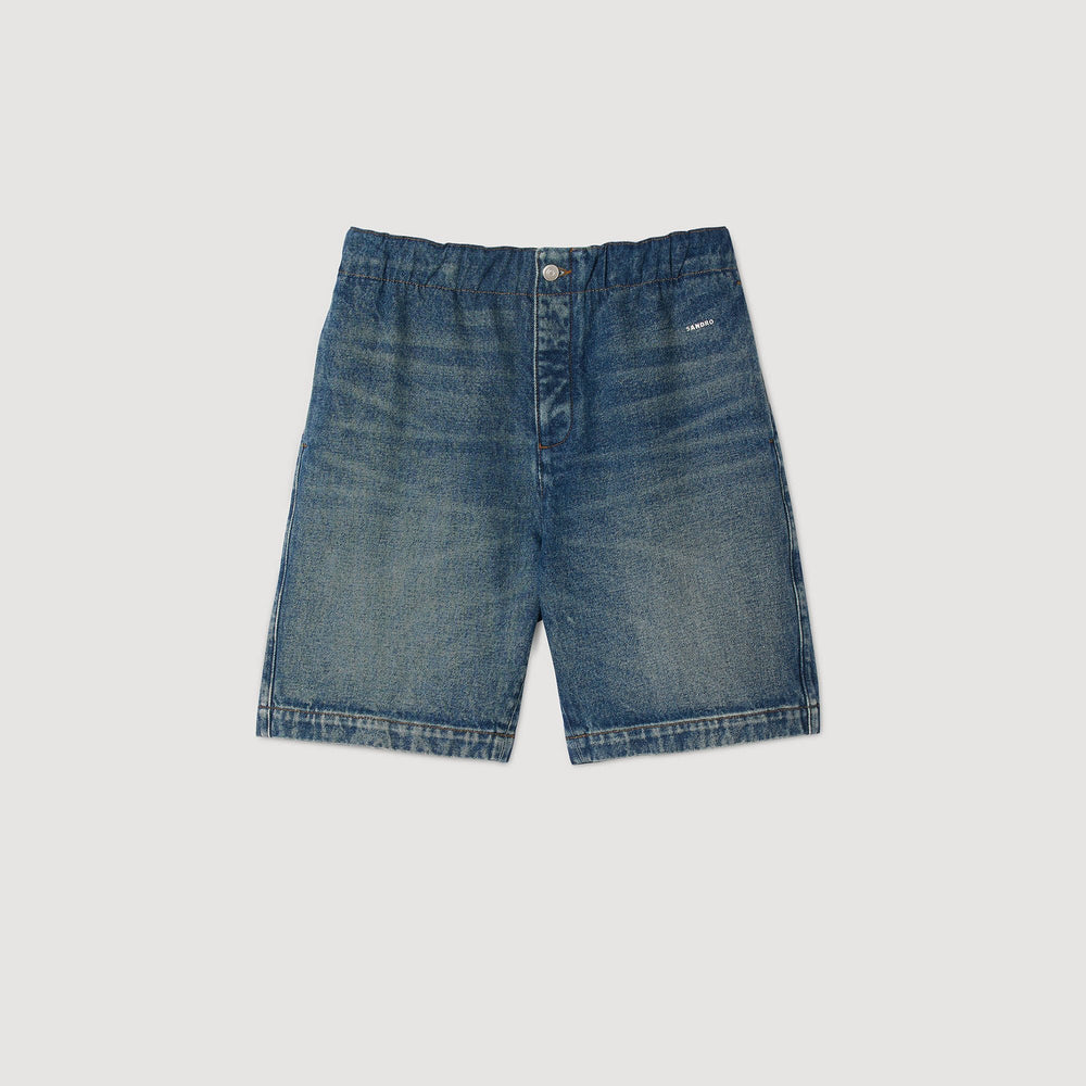 Elasticated denim shorts Blue Vintage - Denim Sandro Men