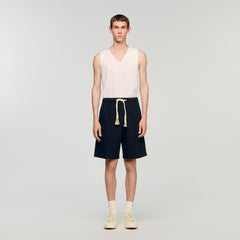 Elasticated waist cotton shorts Navy Blue Sandro Men