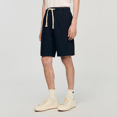 Elasticated waist cotton shorts Navy Blue Sandro Men