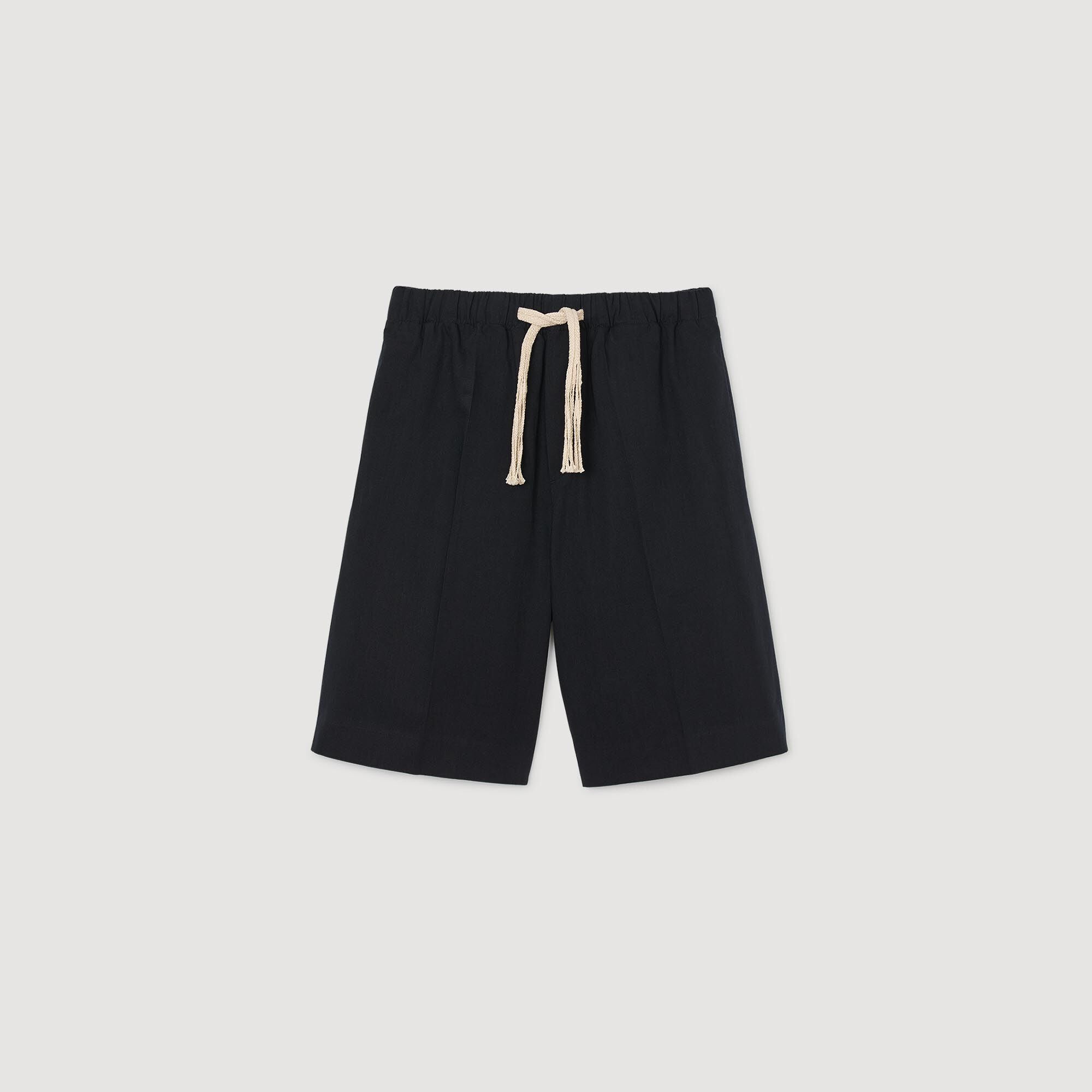 Elasticated waist cotton shorts Navy Blue Sandro Men